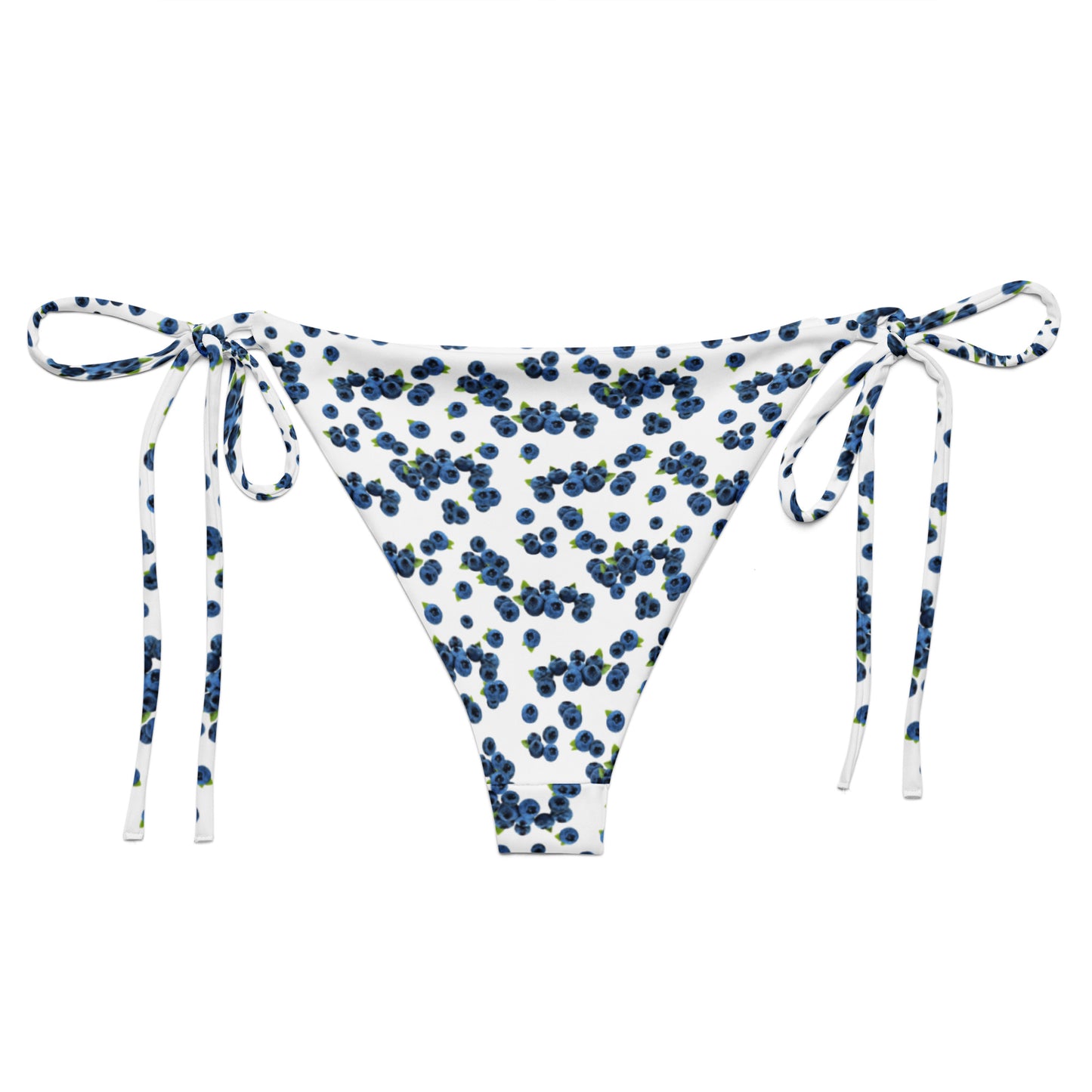 Back of Blueberries Recycled Bikini Bottom - Blue And White