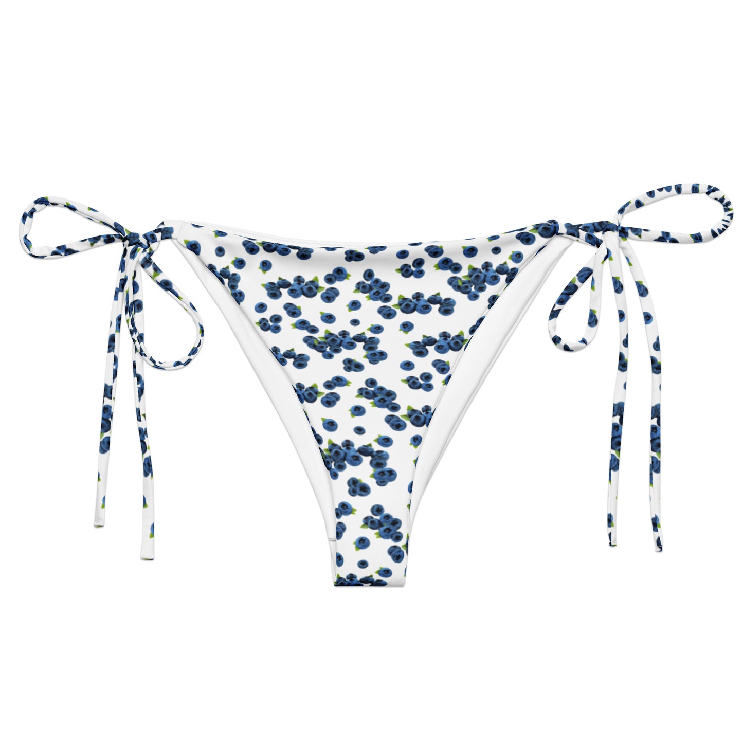 Blueberries Recycled Bikini Bottom - Blue And White