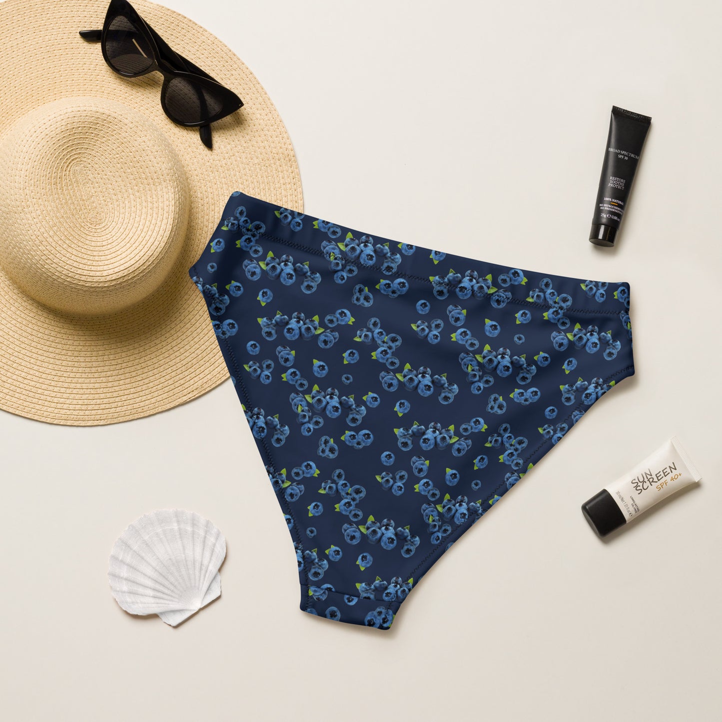 Recycled Blueberries High-Waisted Bikini Bottom