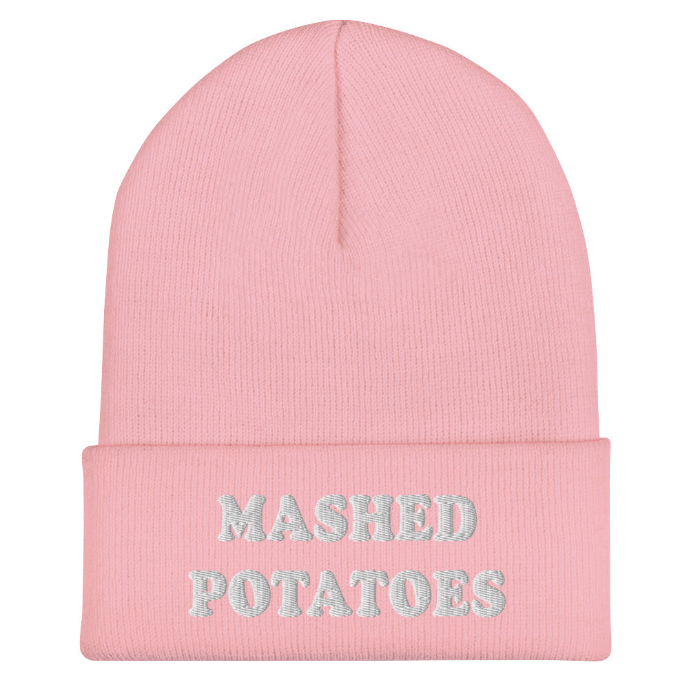 Pink Mashed Potato Beanie from Nina's Funky Shop by ninanush - Do you love mashed potatoes? Are you looking for a funny gift for a foodie friend? Our Mashed Potatoes Beanie is warm, cozy and the perfect funky hat for potato enthusiasts of all kinds. Show off in this funny foodie beanie. It comes in a variety of colors, each expertly embroidered with the words "Mashed Potatoes".