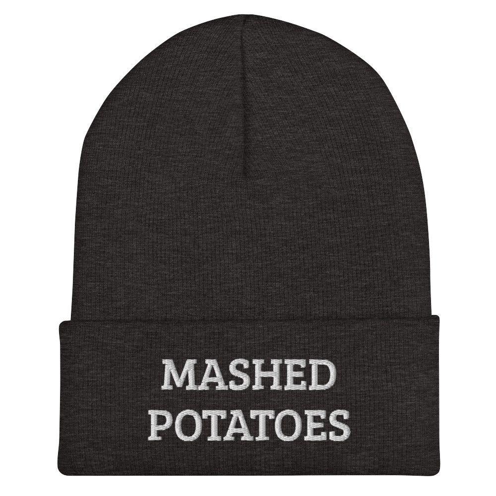 Gray Mashed Potatoes Beanie from Nina's Funky Shop by ninanush - Do you love mashed potatoes? Are you looking for a funny gift for a foodie friend? Our Mashed Potatoes Beanie is warm, cozy and the perfect funky hat for potato enthusiasts of all kinds. Show off in this funny foodie beanie. It's a statement hat for mashed potato lovers, designed by Nina and made just for you!