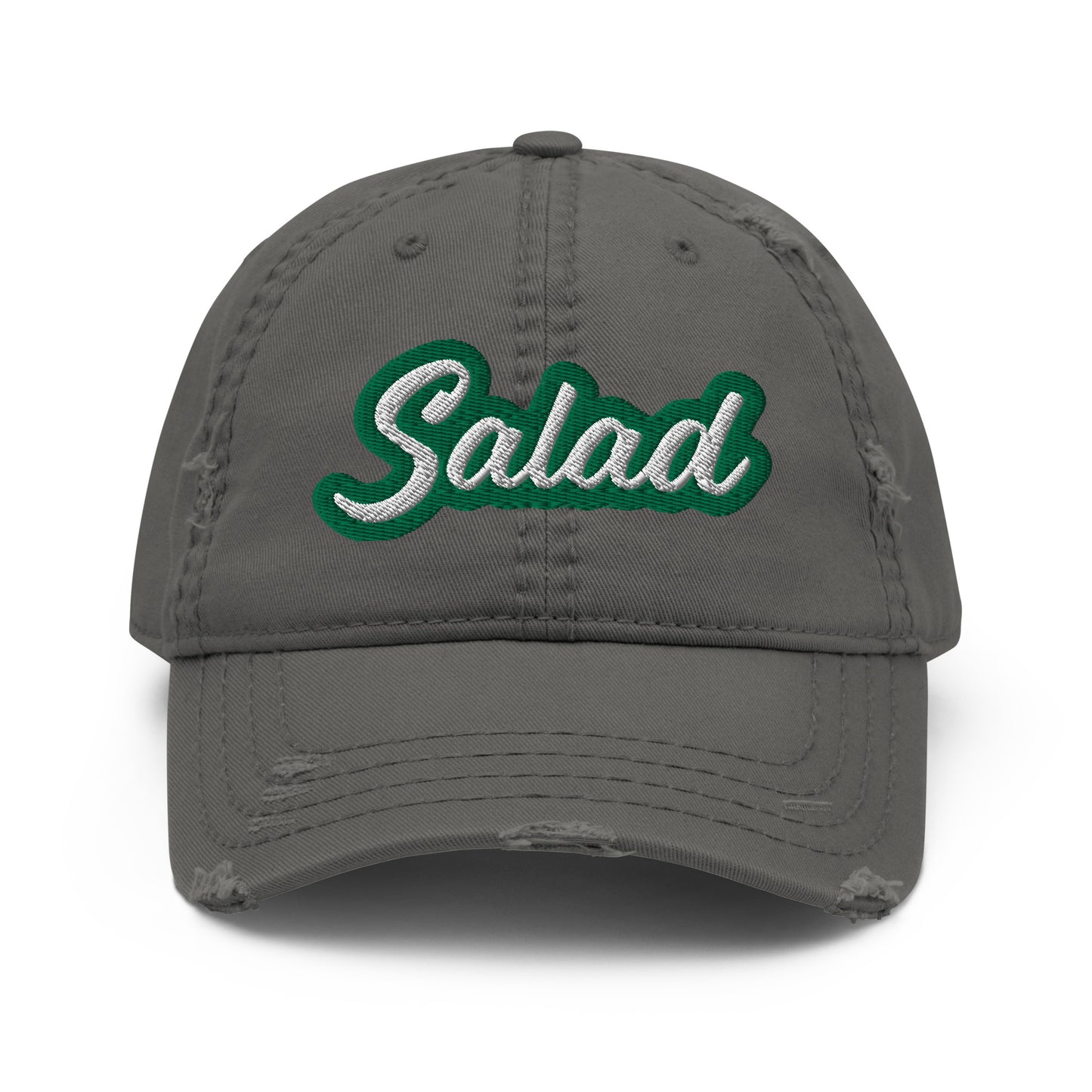 Gray Salad Dad Hat - Love salad? Looking for a sarcastic hat for a foodie? This Salad Hat is just what you need. It's a comfortable cotton hat with an adjustable closure and "Salad", expertly embroidered on the front.
