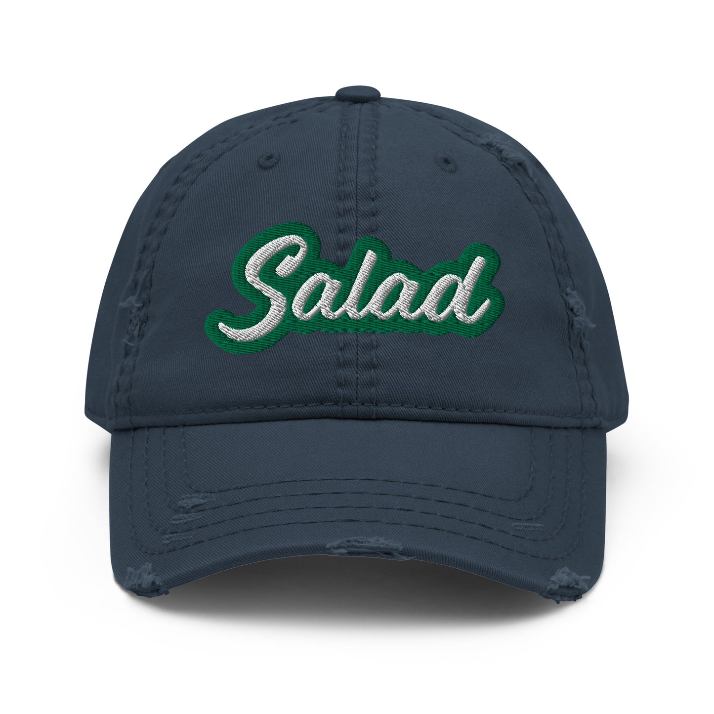 Navy Salad Dad Hat - Love salad? Looking for a sarcastic hat for a foodie? This Salad Hat is just what you need. It's a comfortable cotton hat with an adjustable closure and "Salad", expertly embroidered on the front.