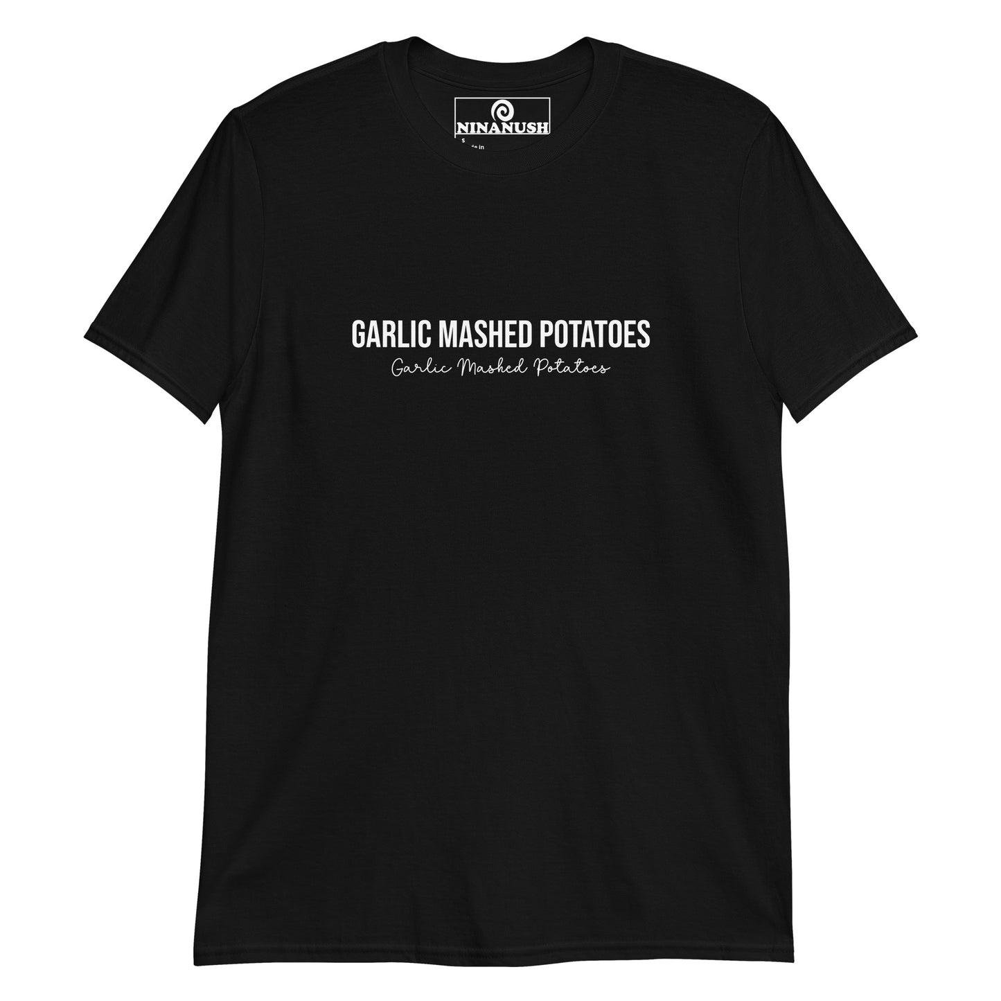 Black garlic lover shirt - This garlic mashed potatoes T-Shirt is made from high-quality cotton with the words "Garlic Mashed Potatoes" printed on the front. Eat your favorite garlicky mashed potatoes in style in this funny foodie. It's soft, comfortable and made just for you. A garlic mashed potato lover t-shirt and gift for garlic enthusiasts.