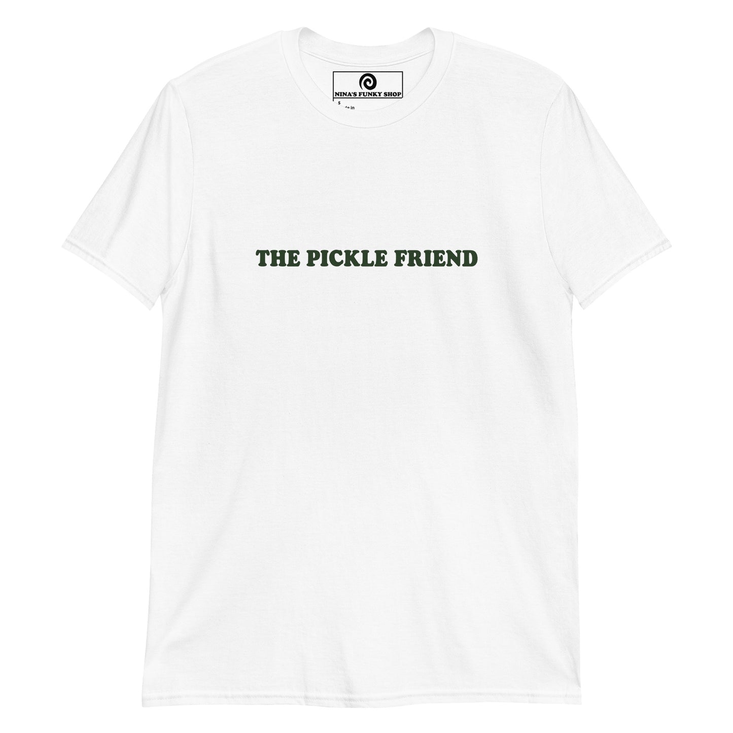 White Pickle Friend T-shirt - Love pickles? Looking for a funny gift for the pickle friend? Our Pickle Friend T-shirt is just what you need. It's a soft and comfortable shirt with "The Pickle Friend", expertly printed on the front. Make a statement and get those extra pickles! It's the tee for pickle enthusiasts and a quirky tee for everyday.
