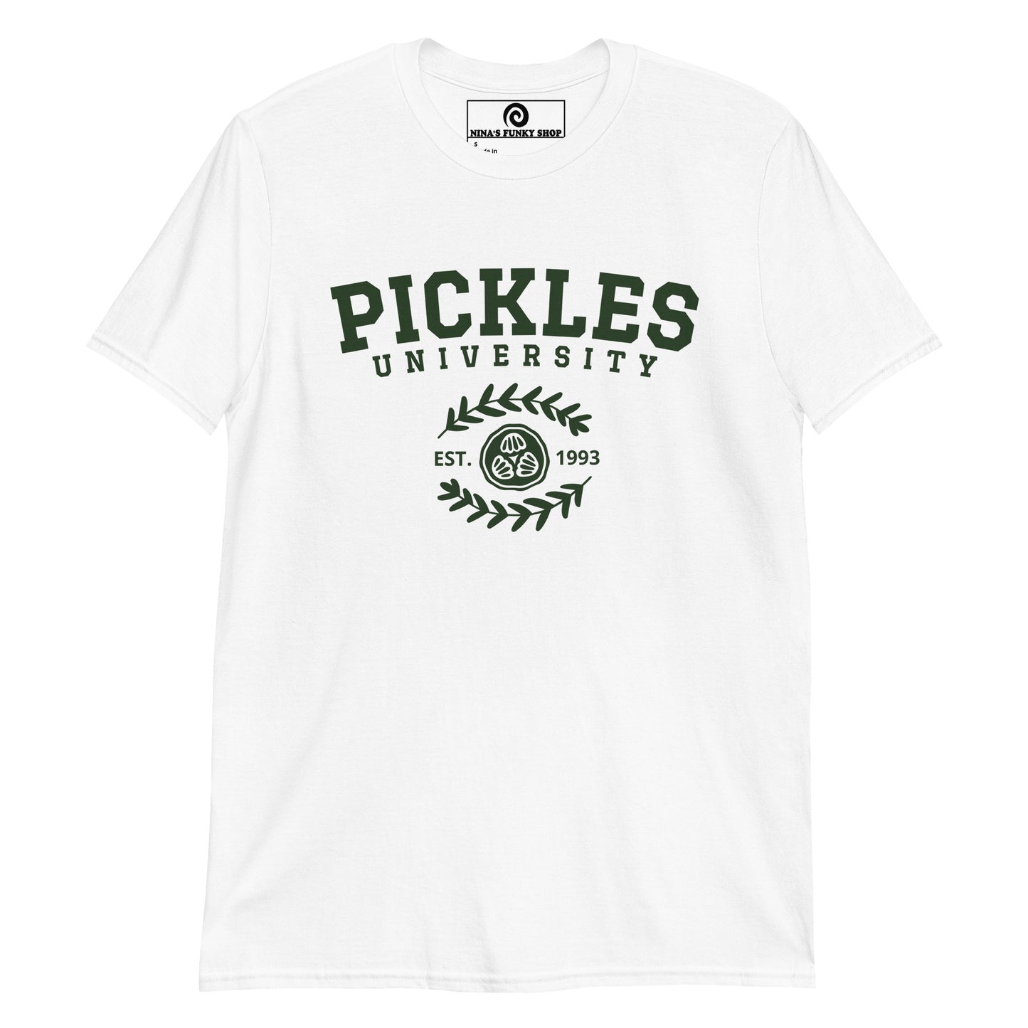 White pickle t-shirt - Are you a pickle enthusiast? Looking for a unique gift for a pickle lover? Our Pickle University 1993 T-Shirt is soft, comfortable and just what you need. It's a funny pickle t-shirt that's perfect for pickle lovers and foodies of all kinds. Looking for something personalized? Shoot us an email!