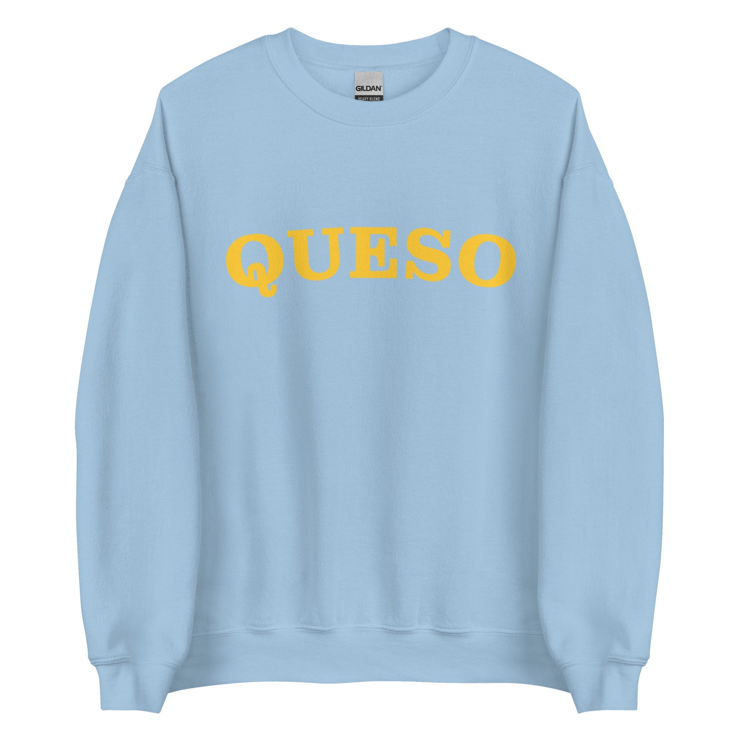 Light Blue Queso Sweatshirt from Nina's Funky Shop by ninanush - Our colorful Queso Sweatshirt! A funny foodie sweatshirt for queso lovers. This crew neck sweatshirt comes in a variety of colors with "Queso", expertly printed on the front. Perfect for cozy nights in or stand out streetwear for foodies, this queso enthusiast sweatshirt is designed by Nina and made just for you.
