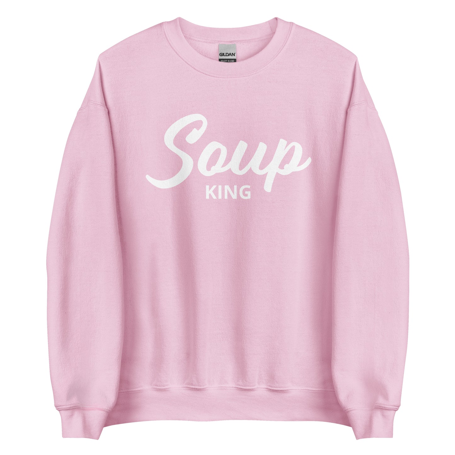 Pink Soup King Sweatshirt from Nina's Funky Shop by ninanush - Do you love soup? Looking for a funny gift for a soup lover? Our Soup King Crewneck Sweatshirt is just what you need. It's a unisex soup sweatshirt that comes in a variety of colors with "soup king" on the front. This funny soup sweatshirt is made just for you. Celebrate your favorite foods in our funky foodie apparel.