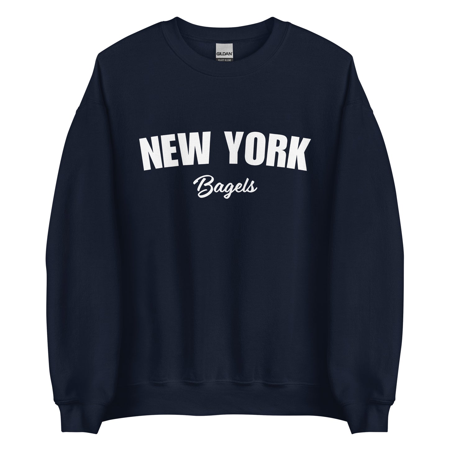 Navy New York Bagels Sweatshirt from Nina's Funky Shop by ninanush - Do you love New York Bagels? Looking for a gift for a New Yorker? This New York Bagels Sweatshirt is a fun foodie sweatshirt for Bagel lovers like you. It's a unisex, crew neck New York City sweatshirt with "New York Bagels" on the front. Perfect for cozy nights in or classic foodie streetwear, this bagel enthusiast sweatshirt is just for you.