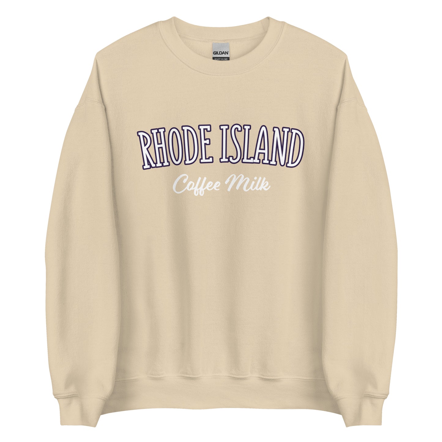 Tan Rhode Island Coffee Milk Sweatshirt from Nina's Funky Shop by ninanush - Love coffee milk? Looking for a fun Rhode Island Gift? Introducing our Rhode Island Coffee Milk Sweatshirt! It's a fun sweatshirt for coffee milk lovers with the words "Rhode Island Coffee Milk" on the front. The perfect Rhode Island sweatshirt for cozy nights in or stand out streetwear for New England foodies.