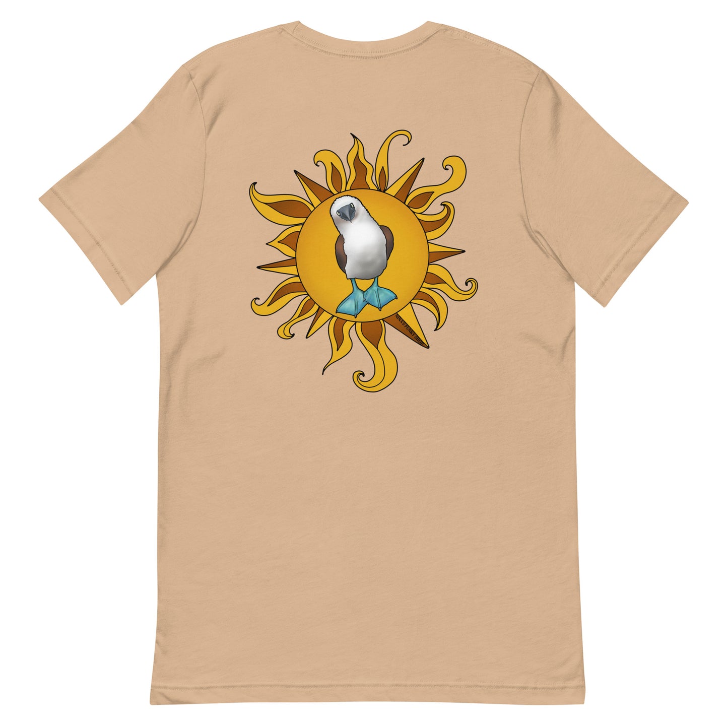 Tan Blue-Footed Booby T-shirt - Our Blue-Footed Booby T-Shirt is soft, comfortable and comes in a variety of colors. It's a classic cotton tee with a hand drawn blue-footed booby design, expertly printed on the front and back. This funky graphic tee is totally unique, designed by Nina and made just for you! Looking for something personalized? Shoot us an email!