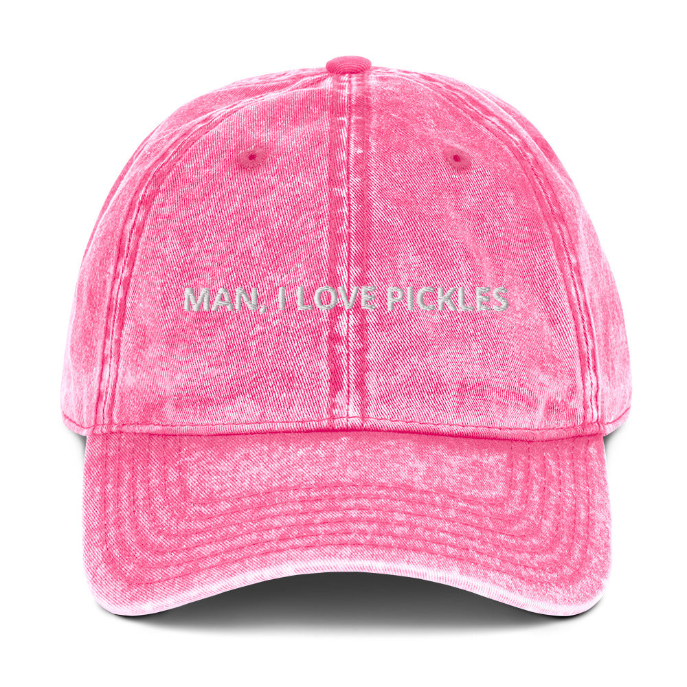 Pink Man, I love pickles dad hat from Nina's Funky Shop by ninanush - This unique pickle dad hat is comfortable, funny and the perfect hat for foodies and pickle enthusiasts. It comes in a variety of colors with "Man, I Love Pickles" expertly embroidered on the front. Stand out, eat your favorite pickles and add some personality to your style in this funny dad hat for pickle lovers.