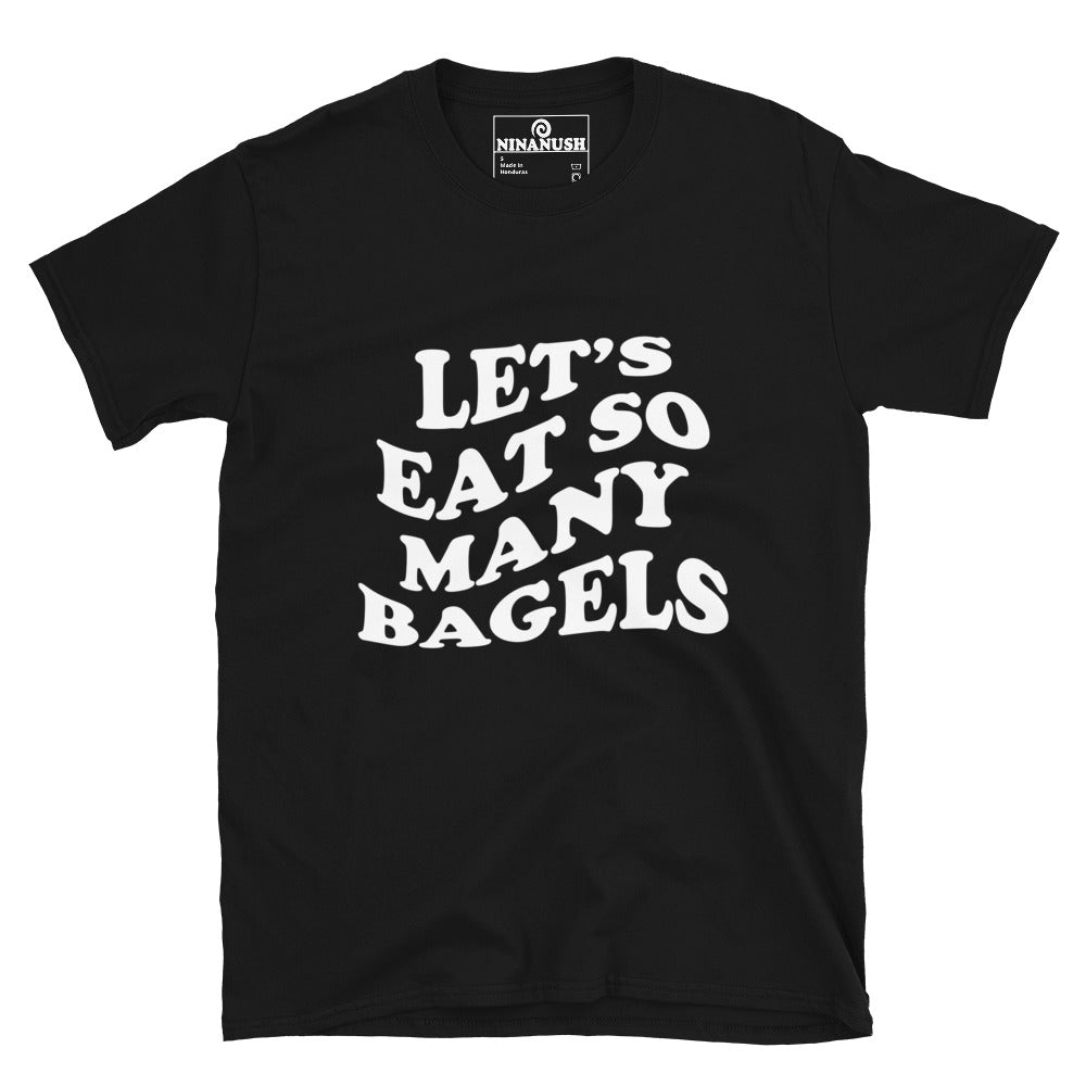 Black bagel lover t-shirt - This bagel lover T-shirt is soft and comfortable with a wavy bagel quote. A weird and funny shirt for foodies. It's a must-have graphic t-shirt for the bagel babe in your life. Give it as a funny gift for foodies or your favorite bagel enthusiast. Eat bagels in style in this funky and cute bagel lover everyday tshirt.
