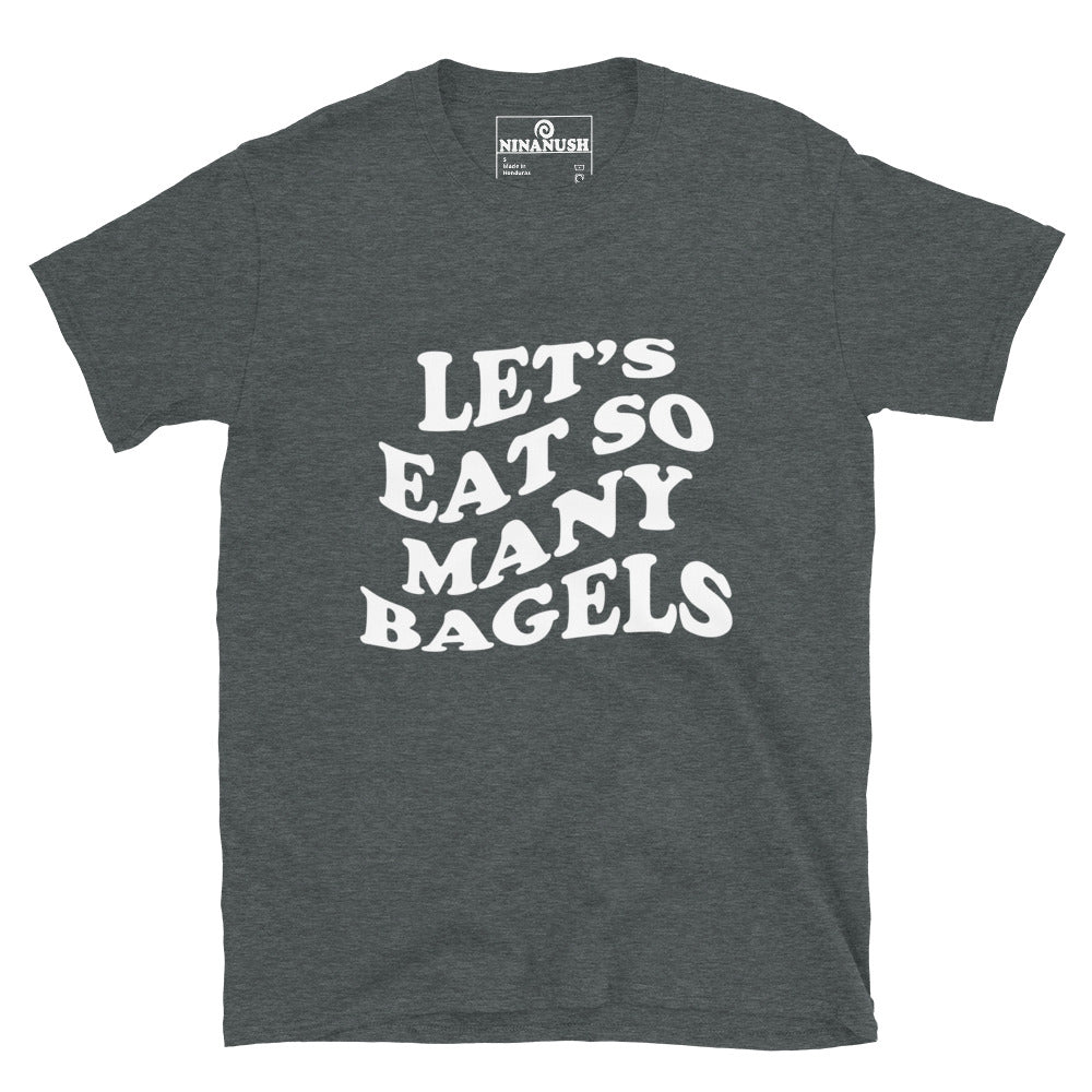 Gray bagel t-shirt for foodies - This bagel lover T-shirt is soft and comfortable with a wavy bagel quote. A weird and funny shirt for foodies. It's a must-have graphic t-shirt for the bagel babe in your life. Give it as a funny gift for foodies or your favorite bagel enthusiast. Eat bagels in style in this funky and cute bagel lover everyday tshirt.