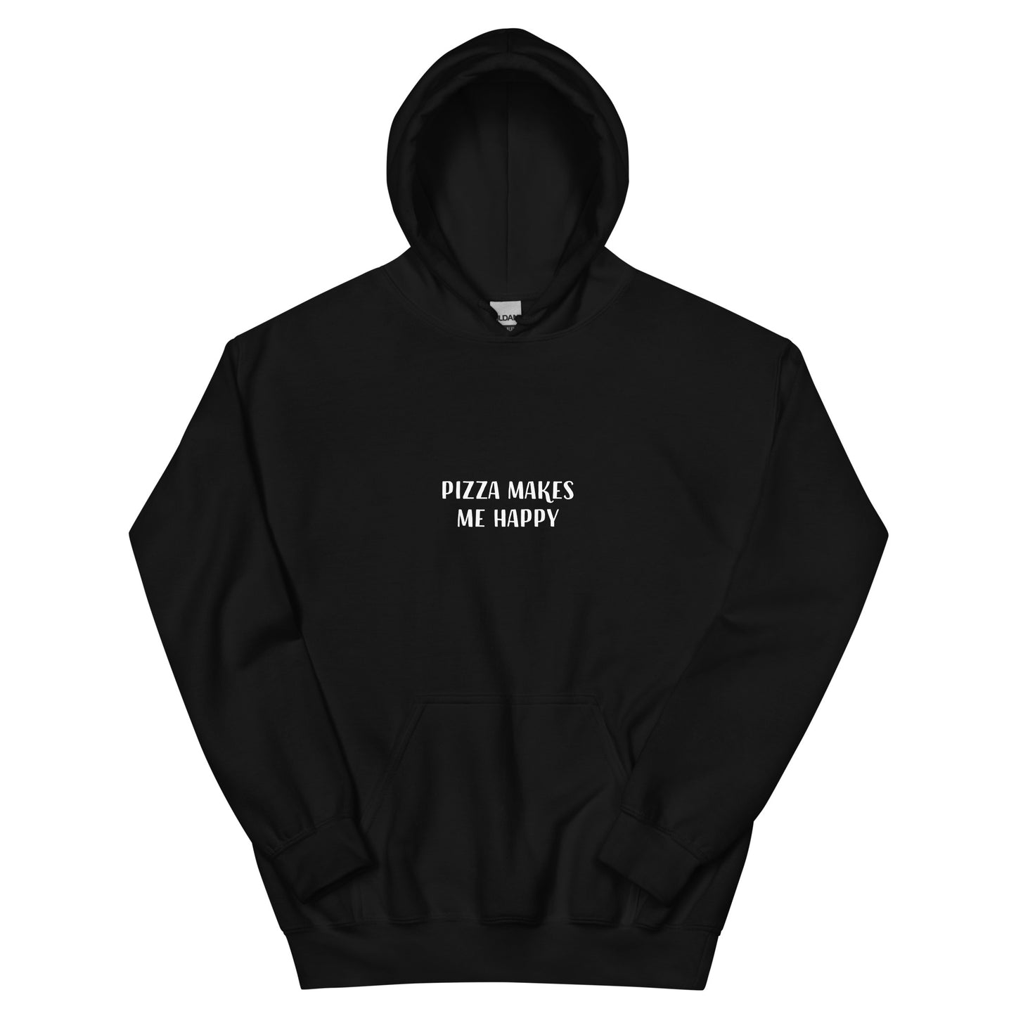 Black funny foodie quote hoodie for pizza lovers - This funny foodie hoodie is a must have for all pizza enthusiasts. It's a comfortable and unique hooded sweatshirt with a positive message about pizza. If you love pizza, this funny foodie design was made just for you. Make a statement and eat pizza in this sweatshirt or give it as a unique gift for a pizza lover.