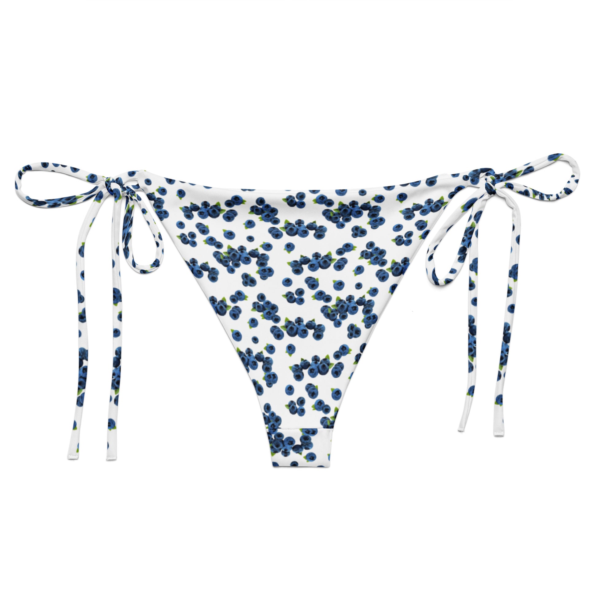 Back of Blueberries Recycled Bikini Bottom - Blue And White