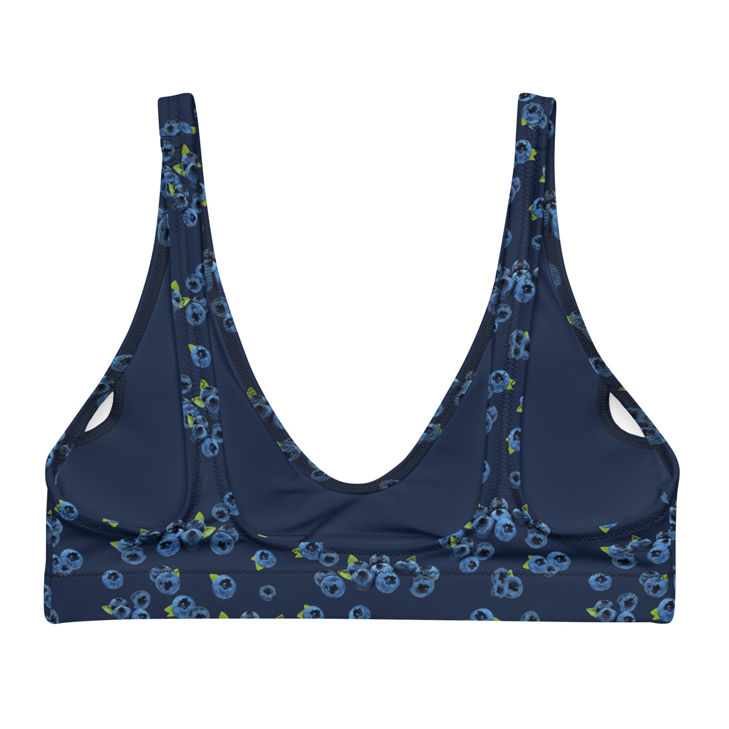Back of Navy Blue Blueberries Bikini Top