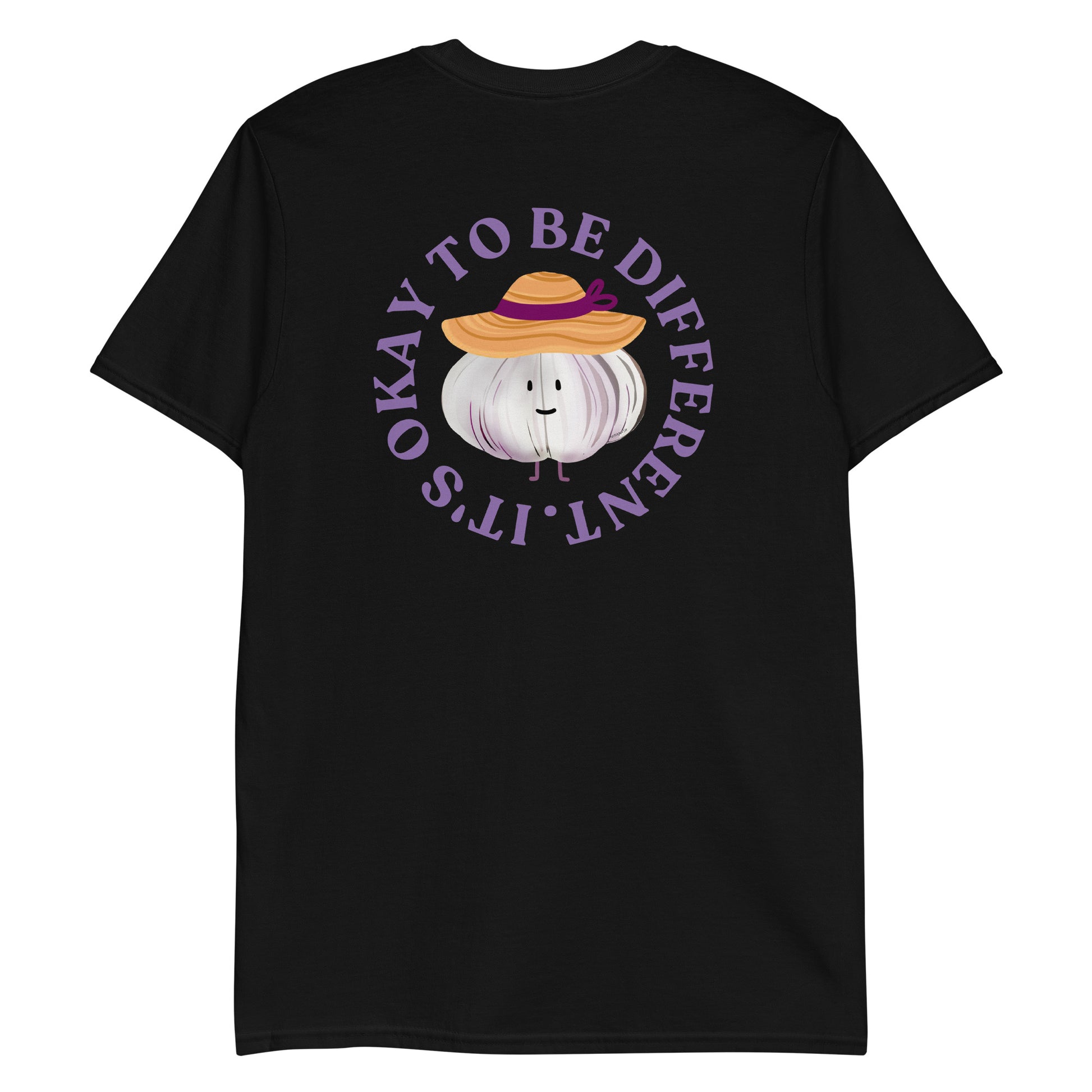 Black It's Okay To Be Different Garlic Sunhat T-Shirt - Front & Back