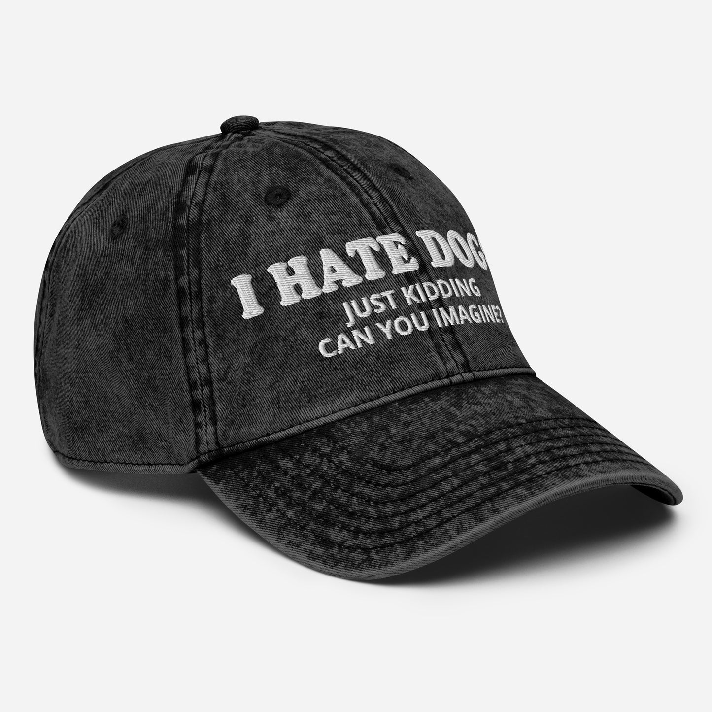 Black Side View I Hate Dogs Just Kidding Vintage Dad Hat