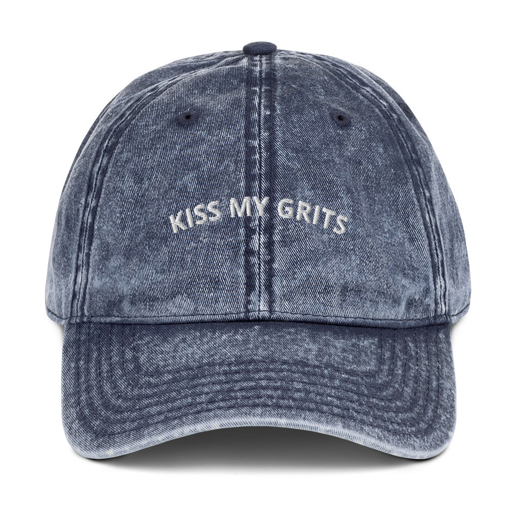 Blue Kiss My Grits Vintage Dad Hat