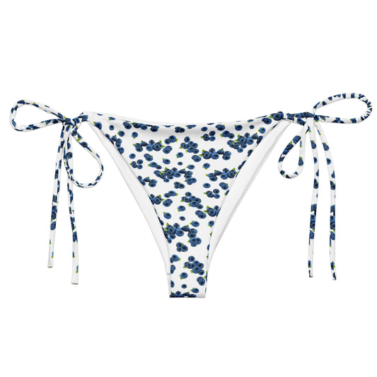 Blueberries Recycled Bikini Bottom - Blue And White