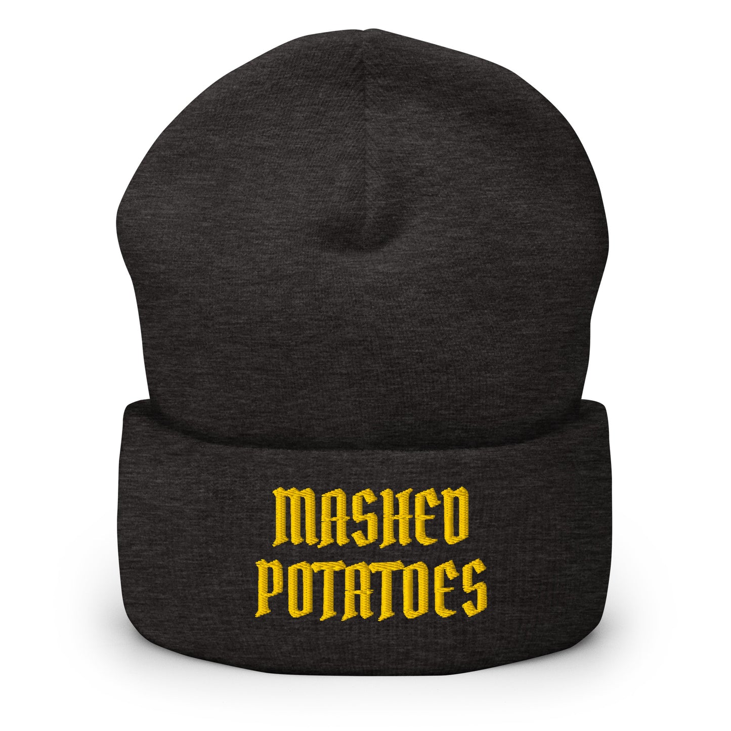 Dark Gray Old Fashion Mashed Potatoes Cuffed Beanie