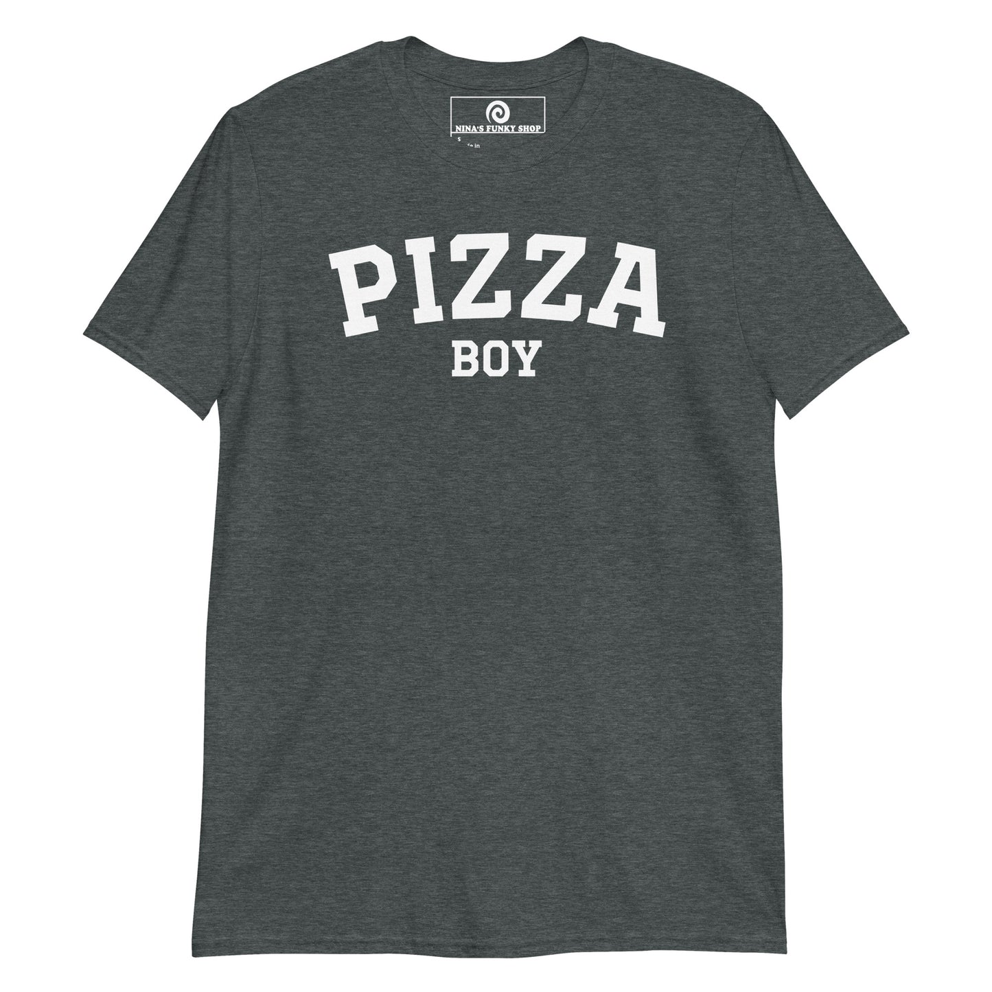 Dark Gray Pizza Boy T-Shirt - Varsity White