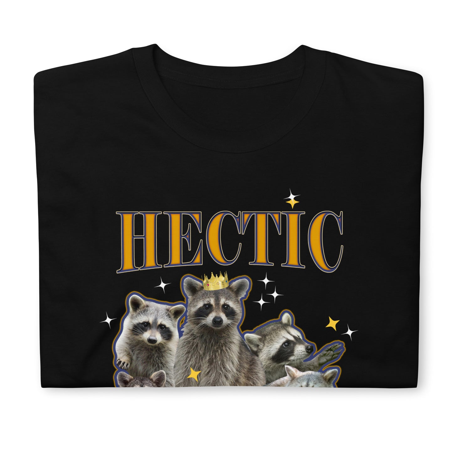 Folded Black Hectic Raccoon T-Shirt