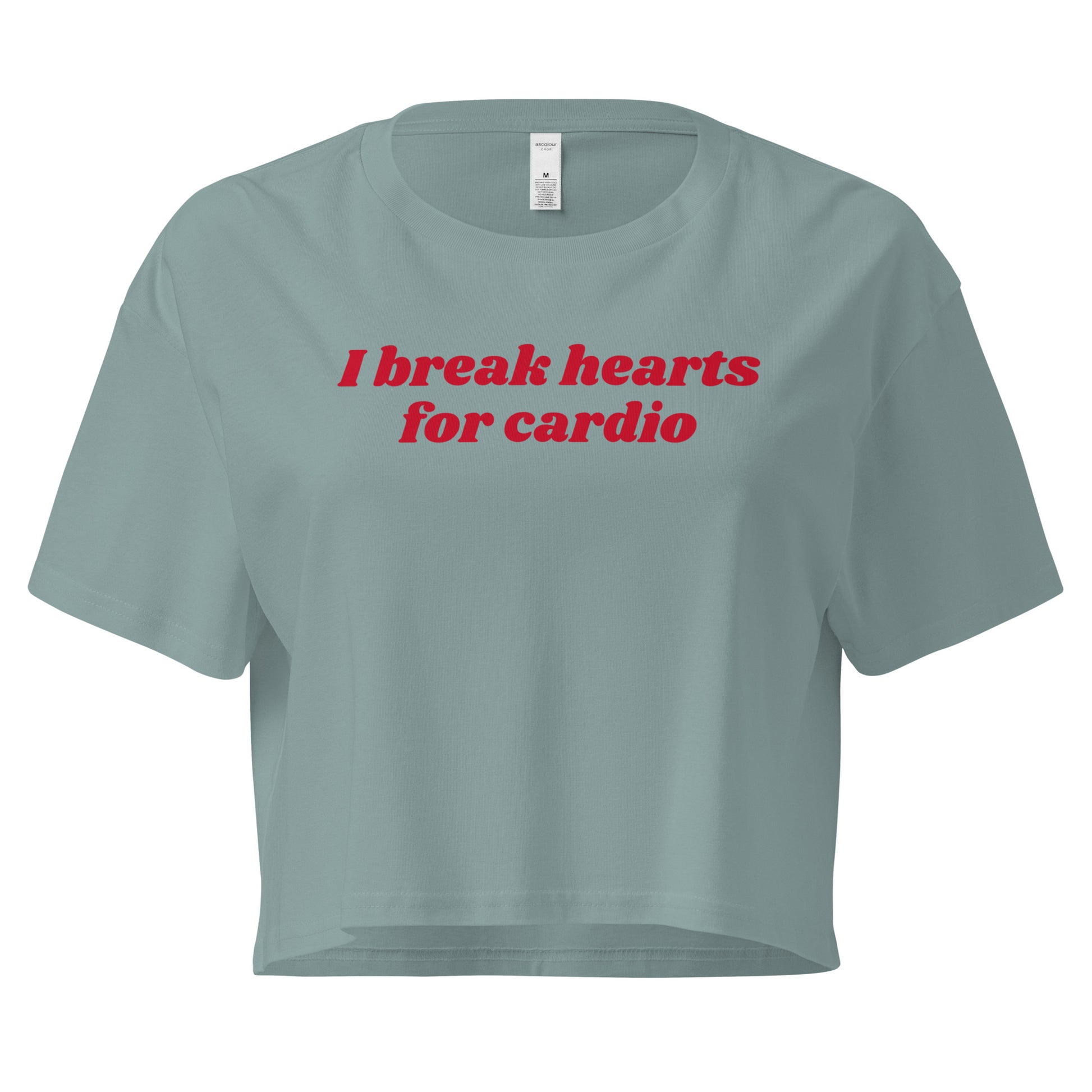 Green I Break Hearts For Cardio Crop Tee