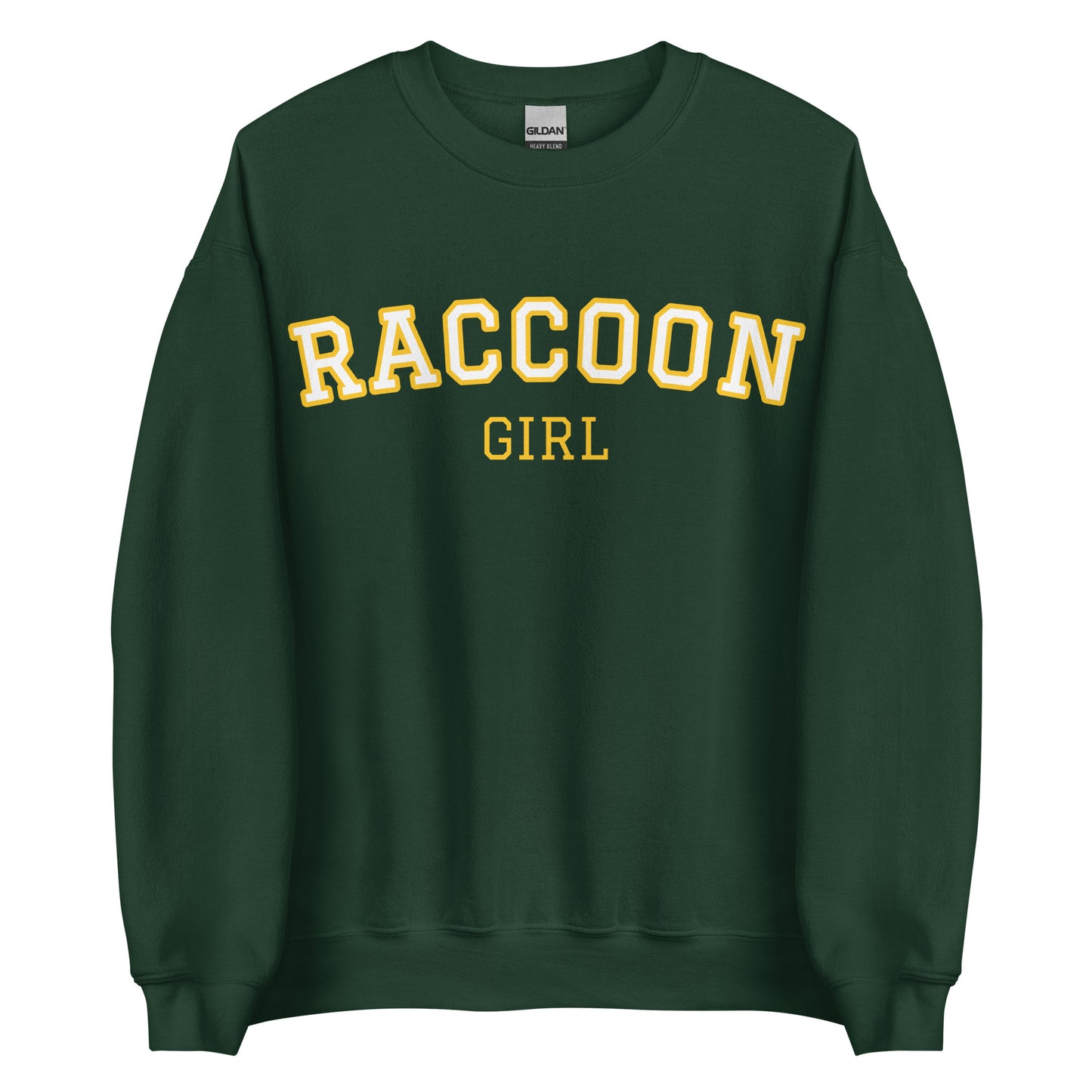 Green Raccoon Girl Sweatshirt - Varsity Style