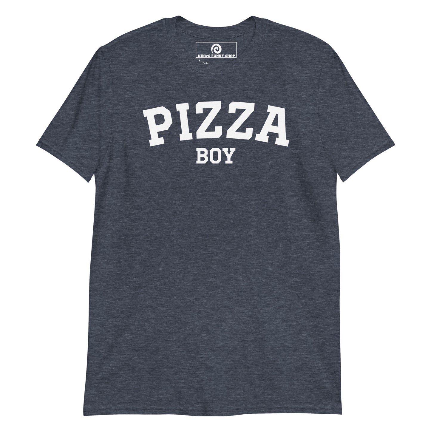 Heather Navy Pizza Boy T-Shirt - Varsity White