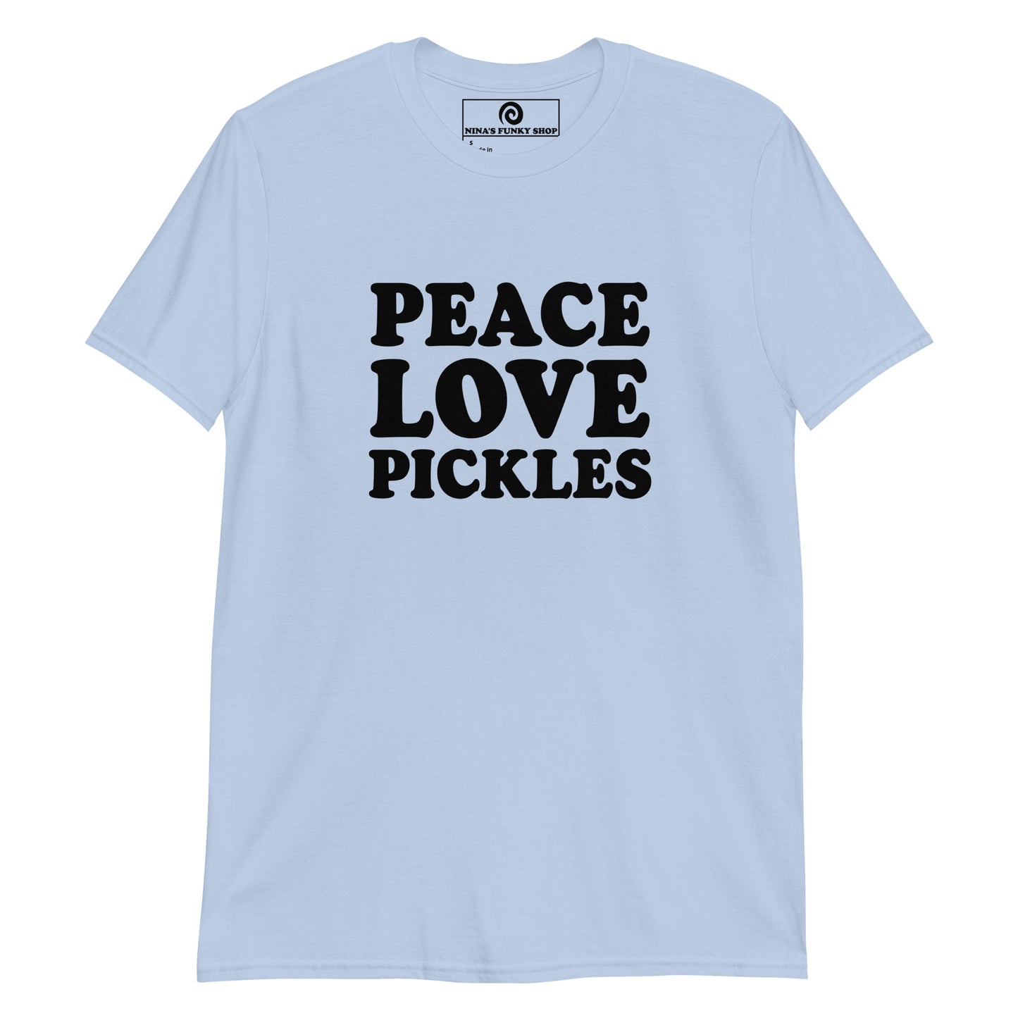 Light Blue Peace Love Pickles T-Shirt