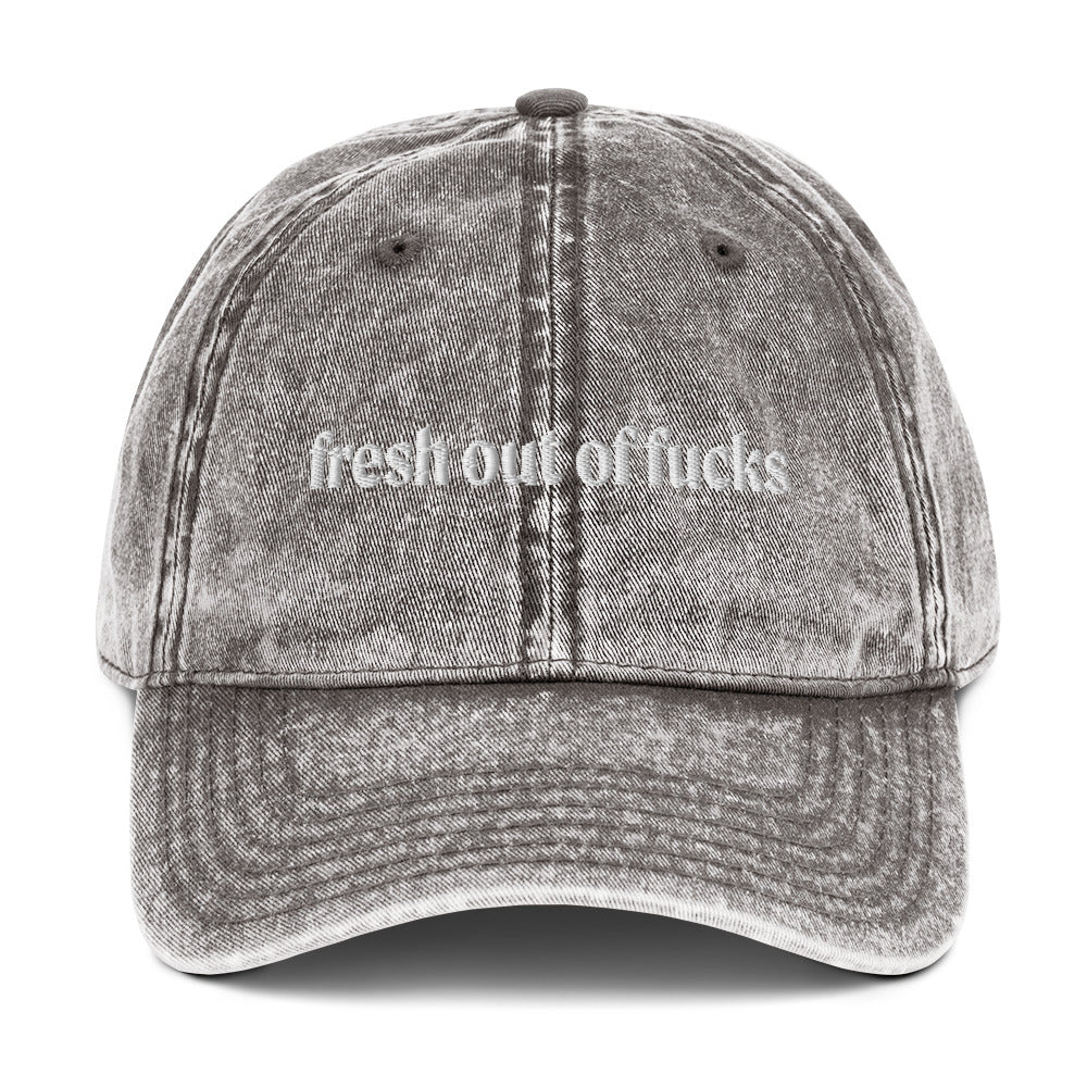 Light Gray Fresh Out Of Fucks Vintage Dad Hat