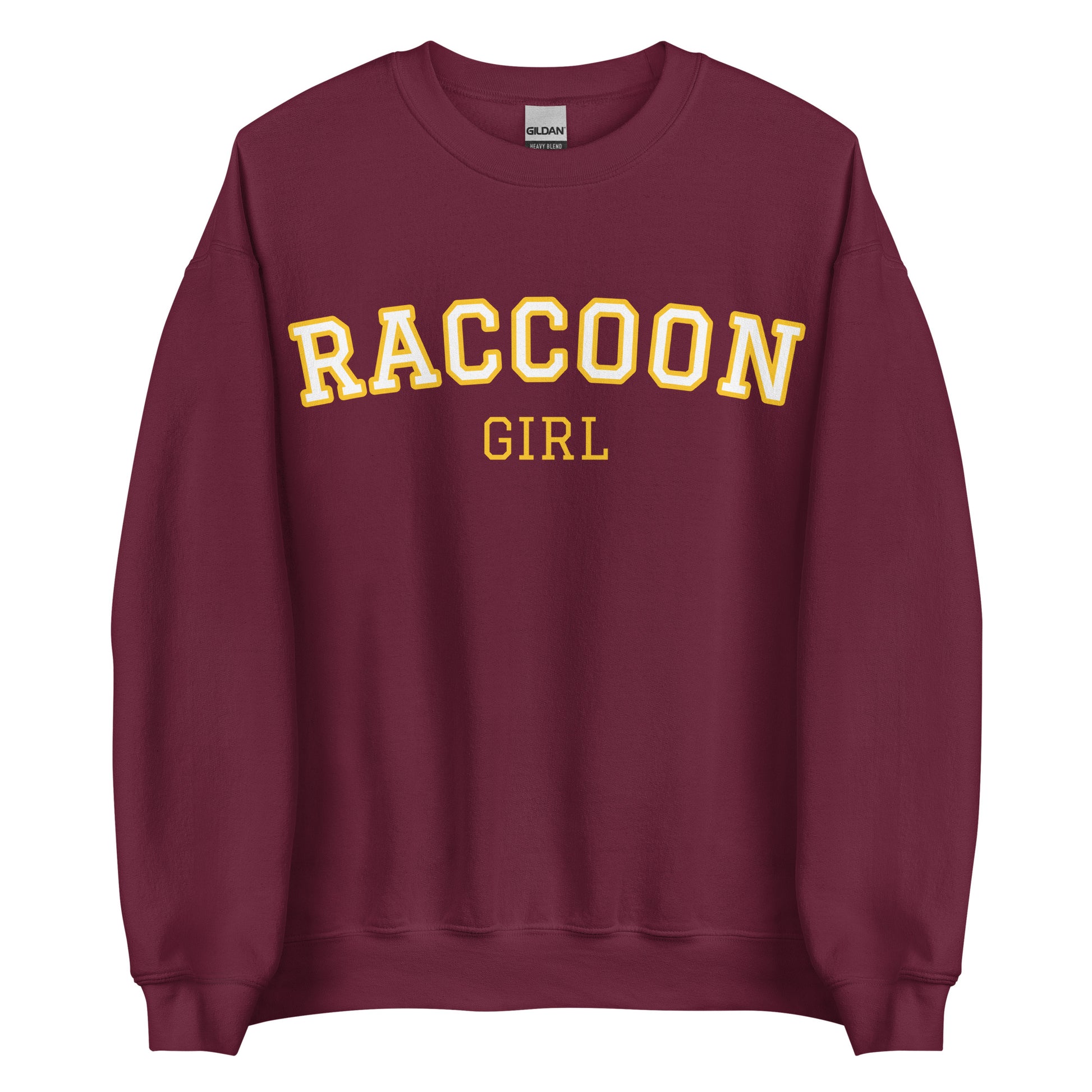 Maroon Raccoon Girl Sweatshirt - Varsity Style