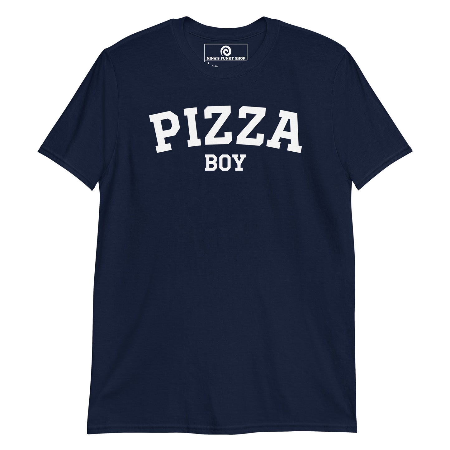 Navy Pizza Boy T-Shirt - Varsity White