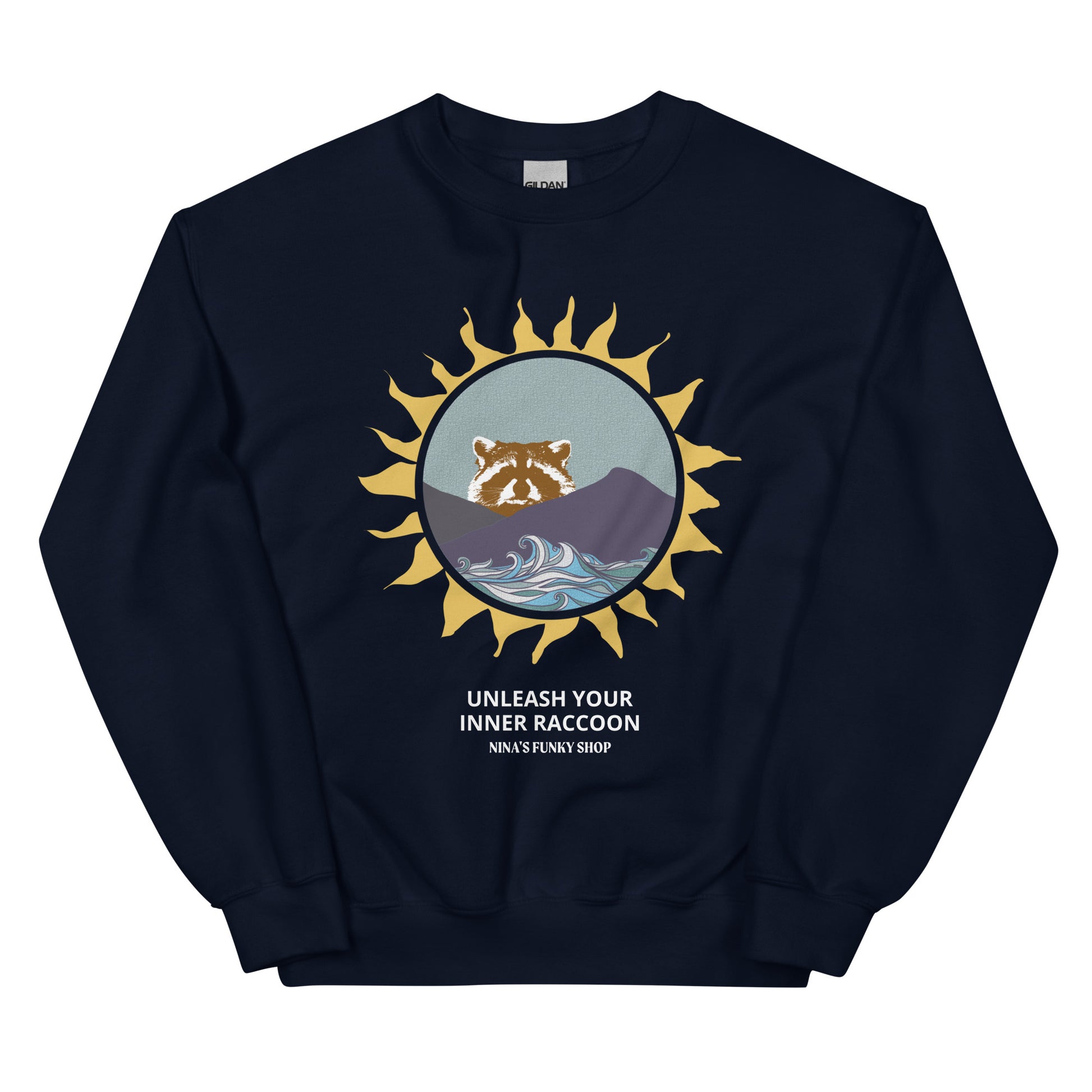 Navy Raccoon Mountain Sweatshirt - Unleash Your Inner Raccoon