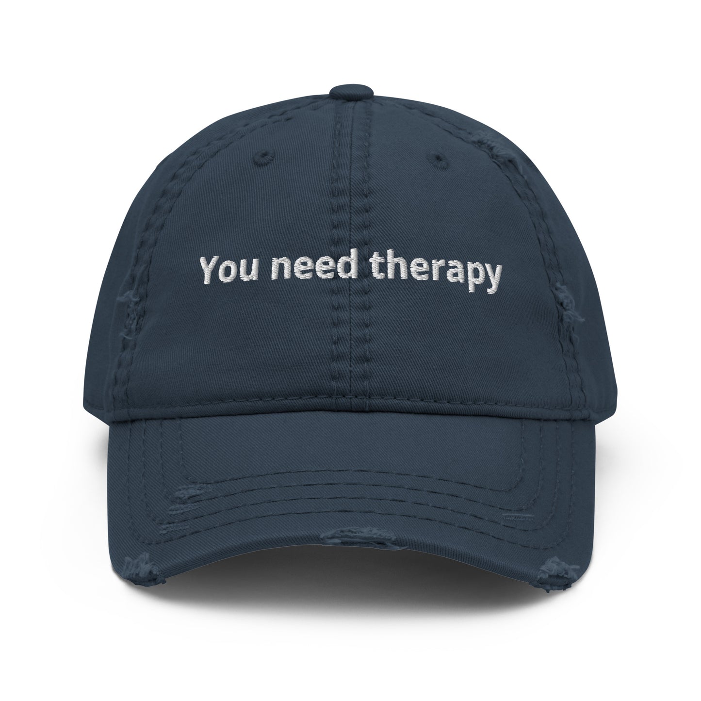 Navy You Need Therapy Distressed Dad Hat