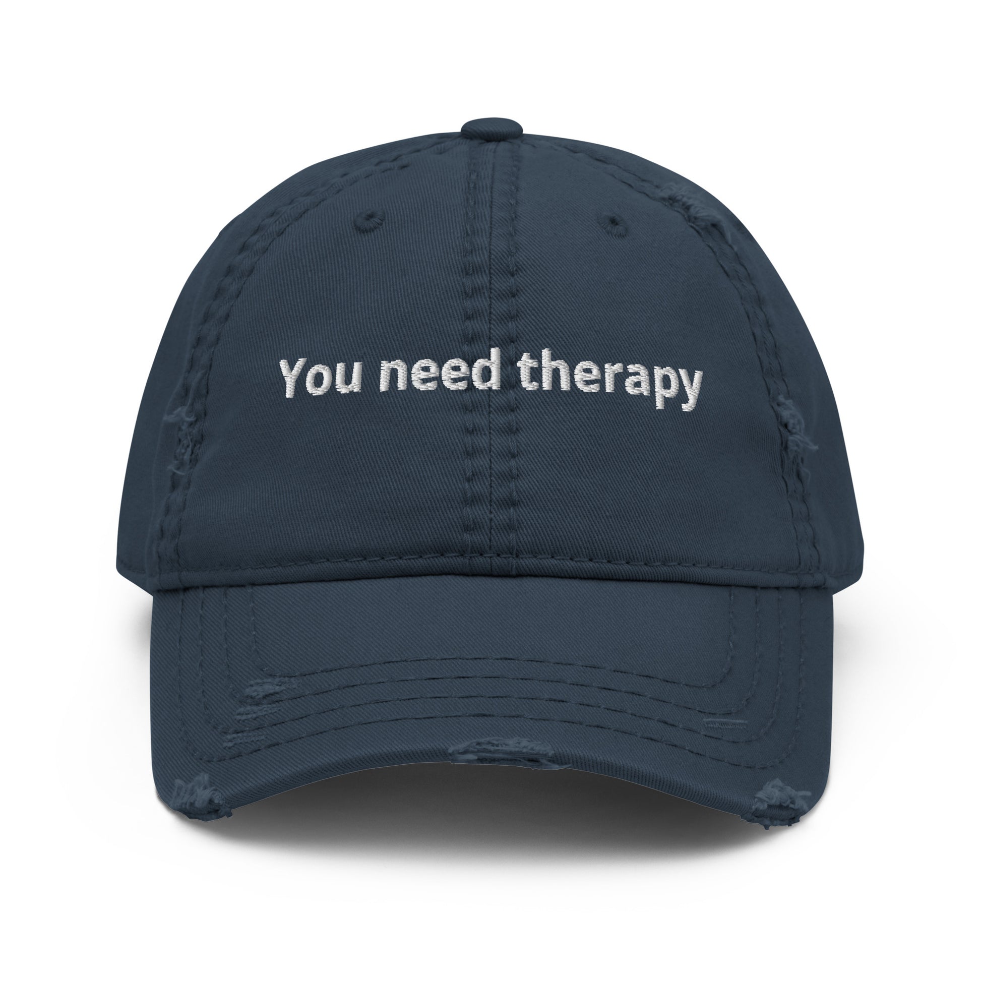 Navy You Need Therapy Distressed Dad Hat
