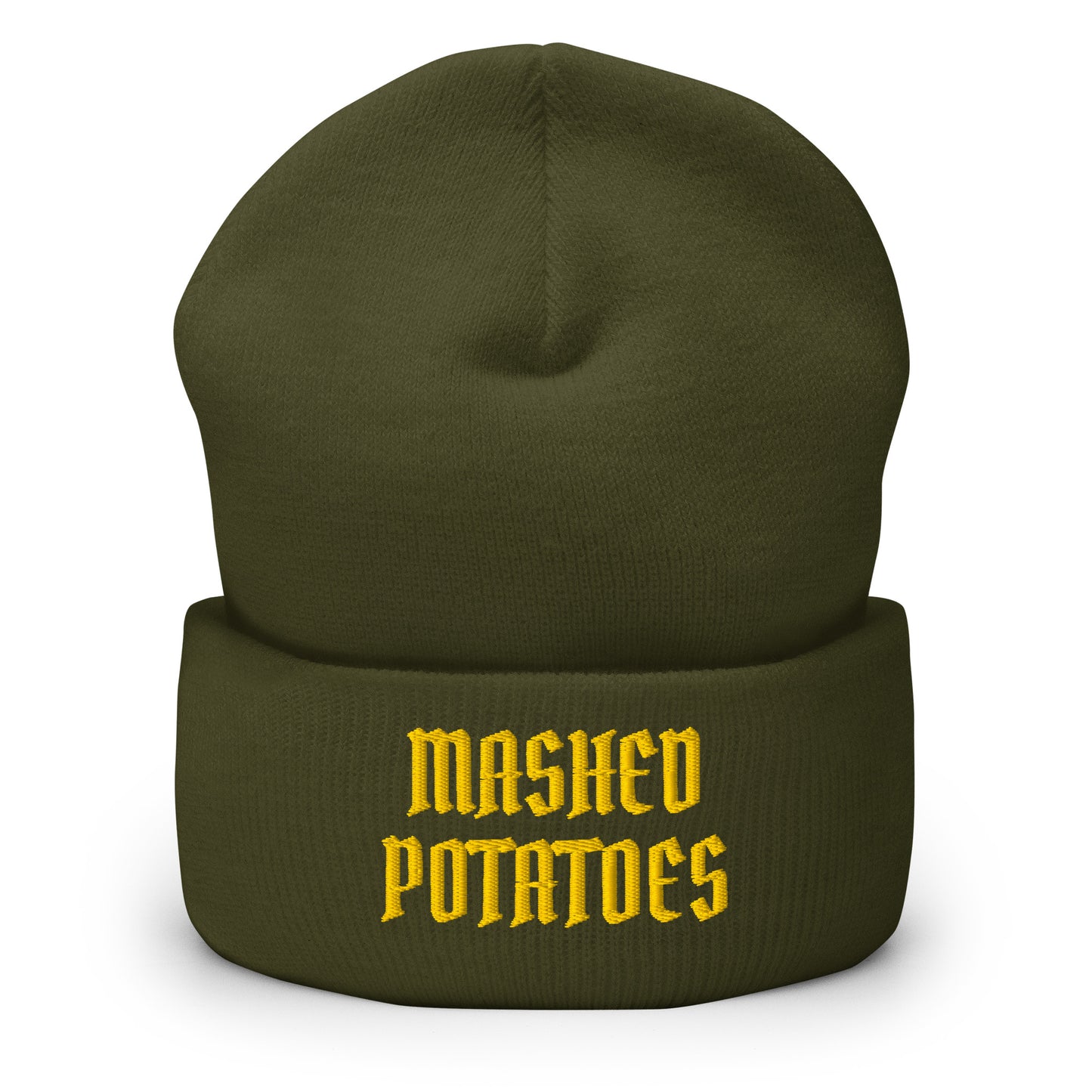 Olive Green Old Fashion Mashed Potatoes Cuffed Beanie