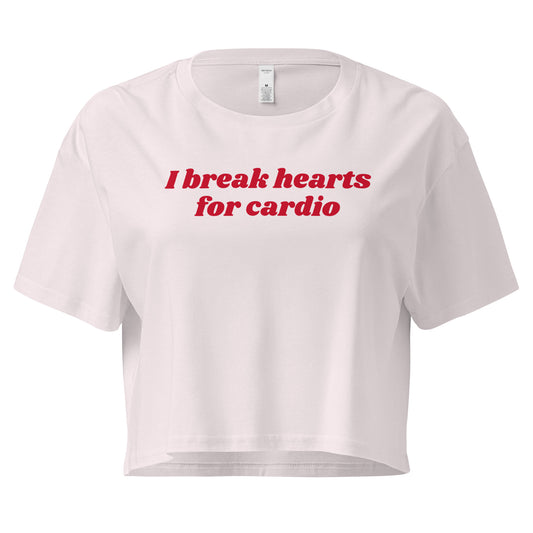 Orchid I Break Hearts For Cardio Crop Tee
