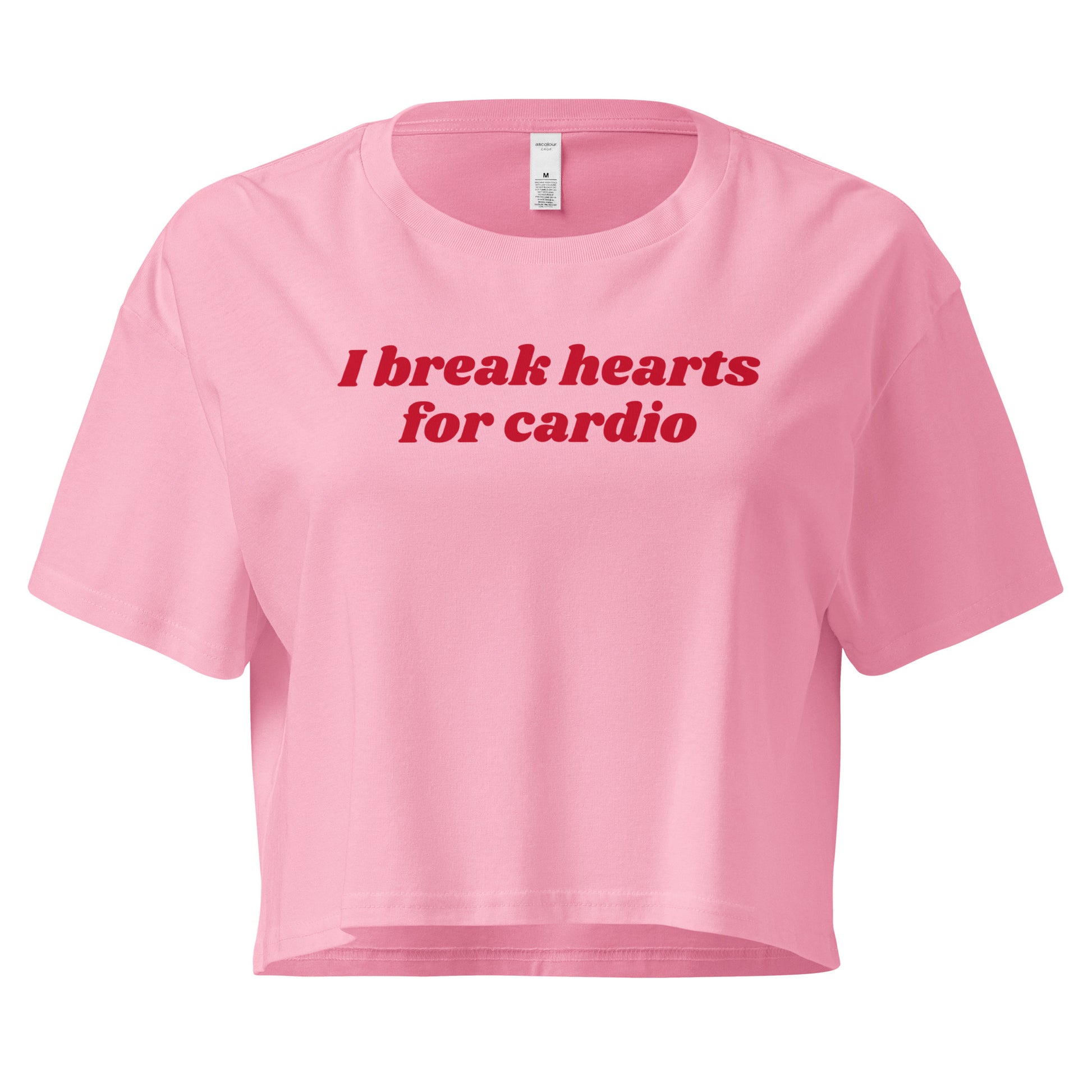 Pink I Break Hearts For Cardio Crop Tee