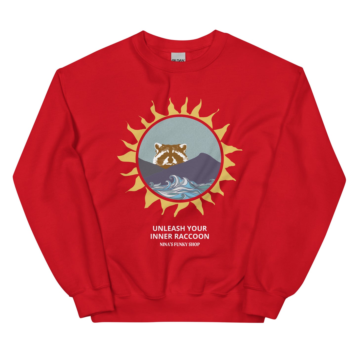 Red Raccoon Mountain Sweatshirt - Unleash Your Inner Raccoon