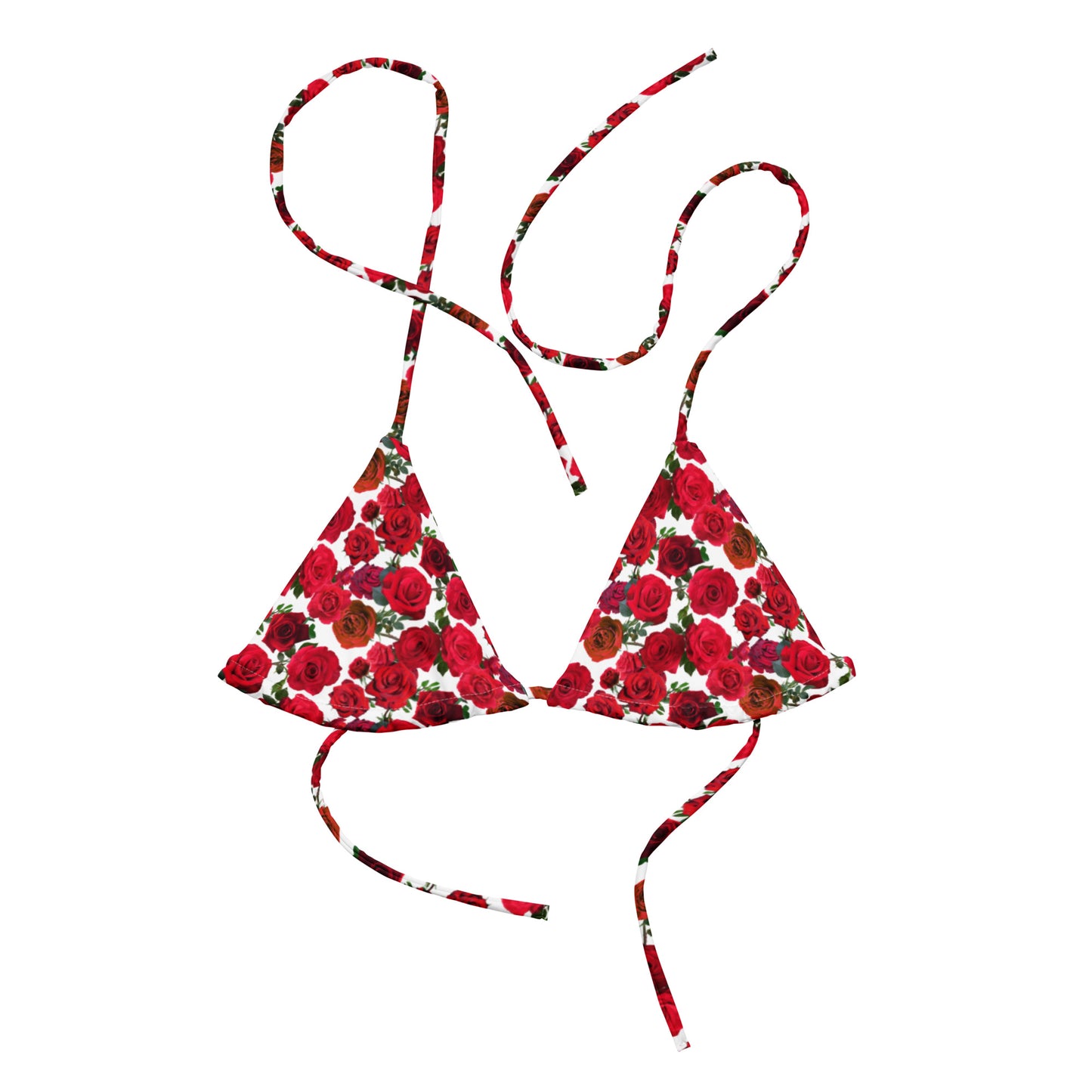Red Roses Recycled Bikini Top