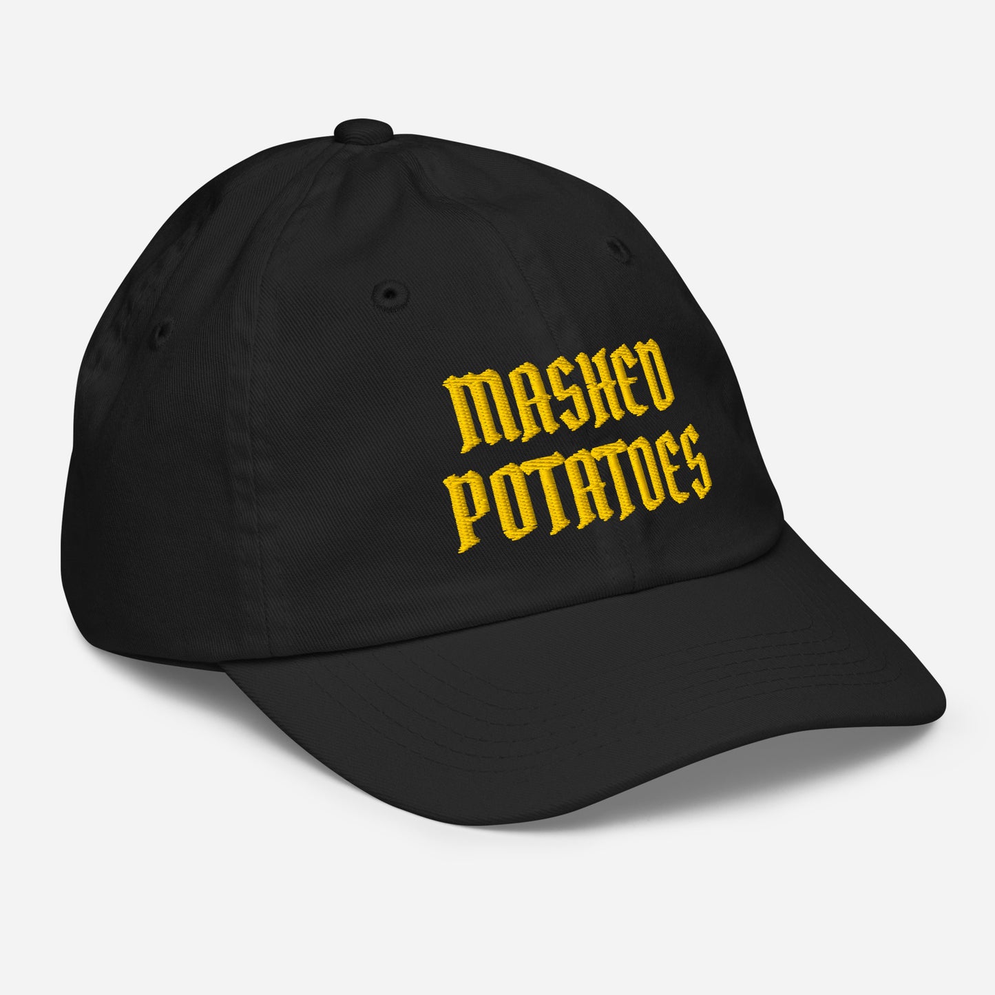 Side Picture - Black Old Fashioned Mashed Potatoes Kids Baseball Hat