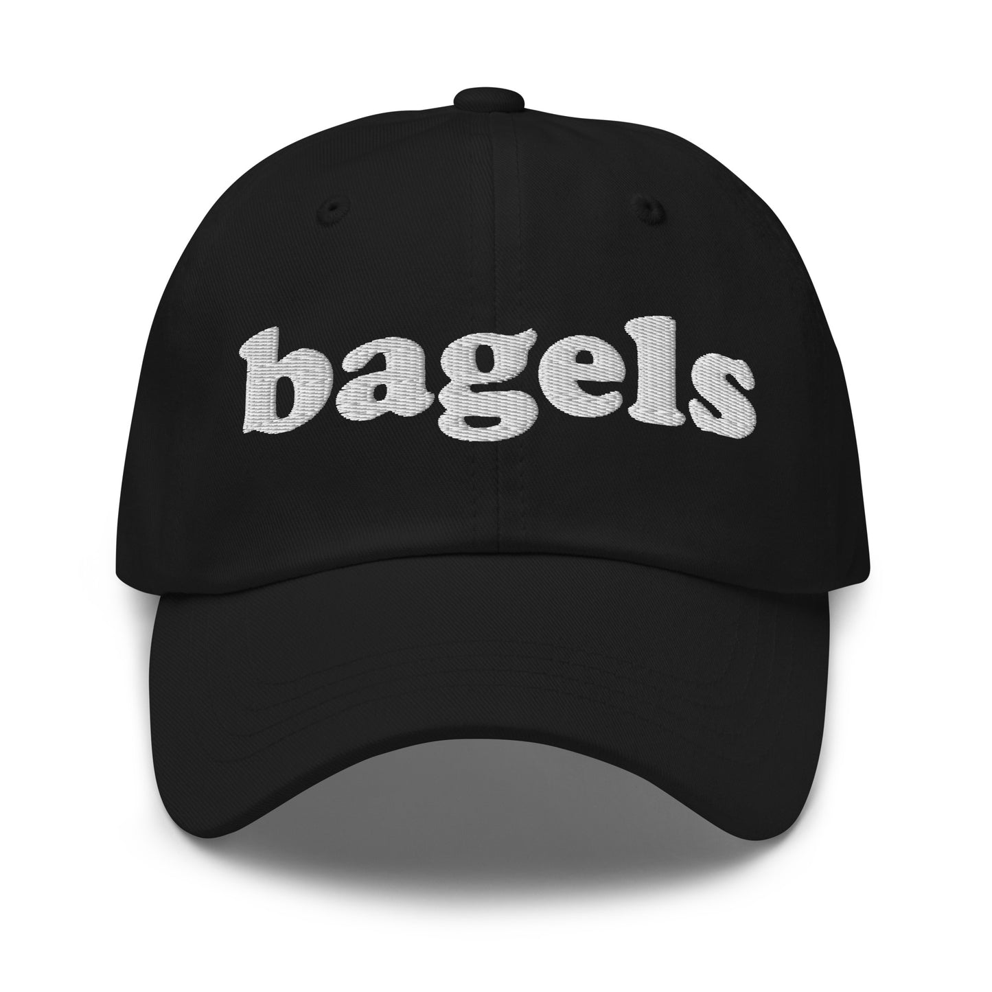 Black Bagels Hat - Our Bagels Hat is comfortable, adjustable and comes in a variety of colors, expertly embroidered just for you. It's a funny dad hat for bagels lovers and foodies alike. Perfect for everyday streetwear or a gift for a bagel enthusiast. 

