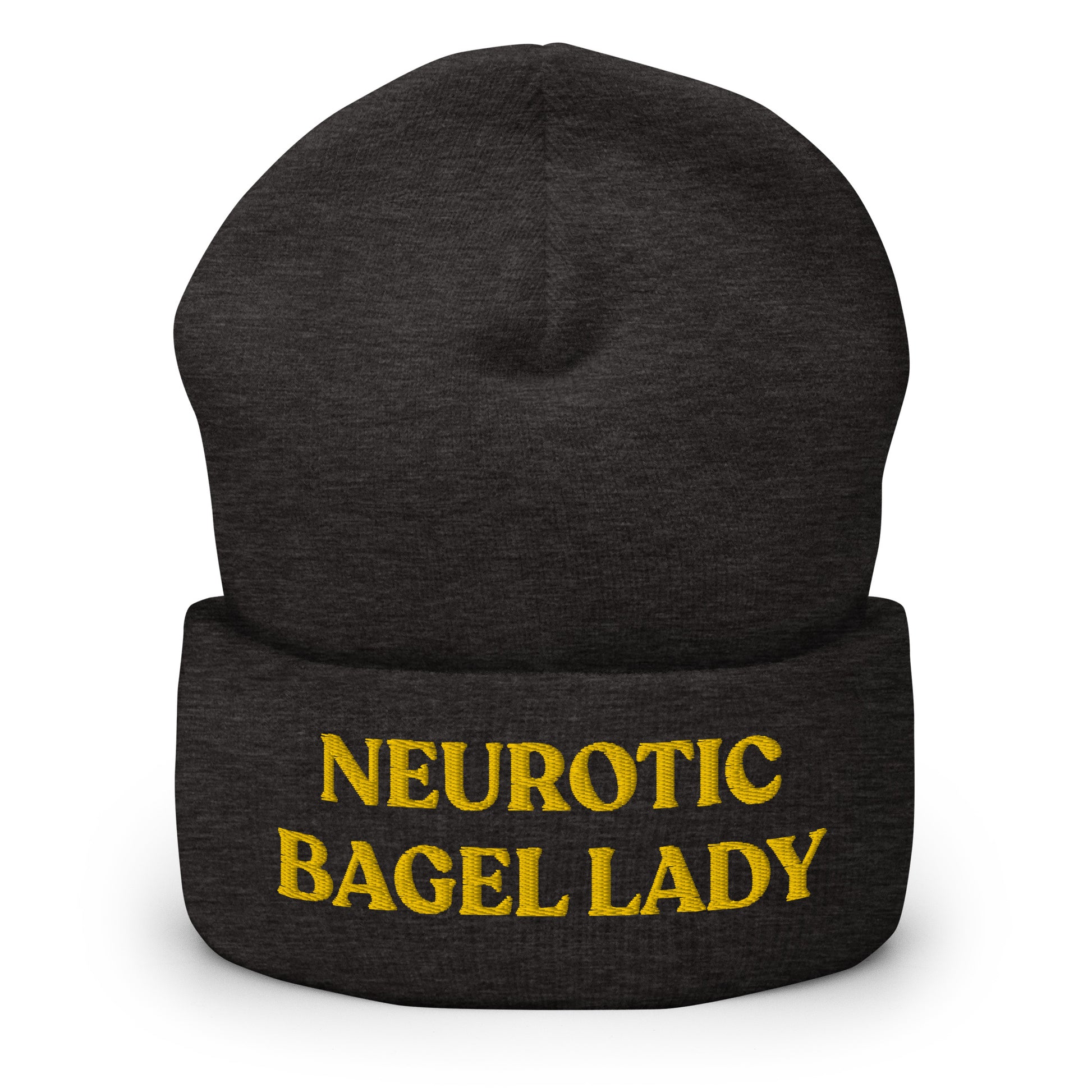 Gray - Are you a little neurotic? A proud bagel enthusiast? Our Neurotic Bagel Lady Beanie is just what you need! It's warm, cozy and a funny winter hat for bagel lovers and foodies of all kinds. Looking for something personalized? A different embroidery color? Shoot us an email! 
