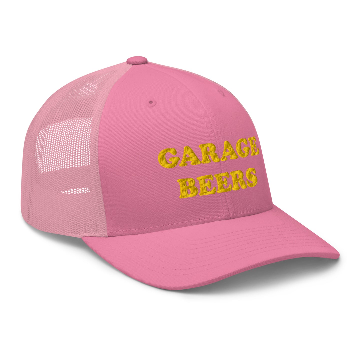 Pink Garage Beers Trucker Hat from Nina's Funky Shop - Love Beer? Looking for a funny gift for a friend? This Garage Beers Trucker Hat is comfortable, has a convenient adjustable closure and comes in a variety of colors with "garage beers", expertly embroidered on the front. It's a funny trucker hat for everyday beer lovers.