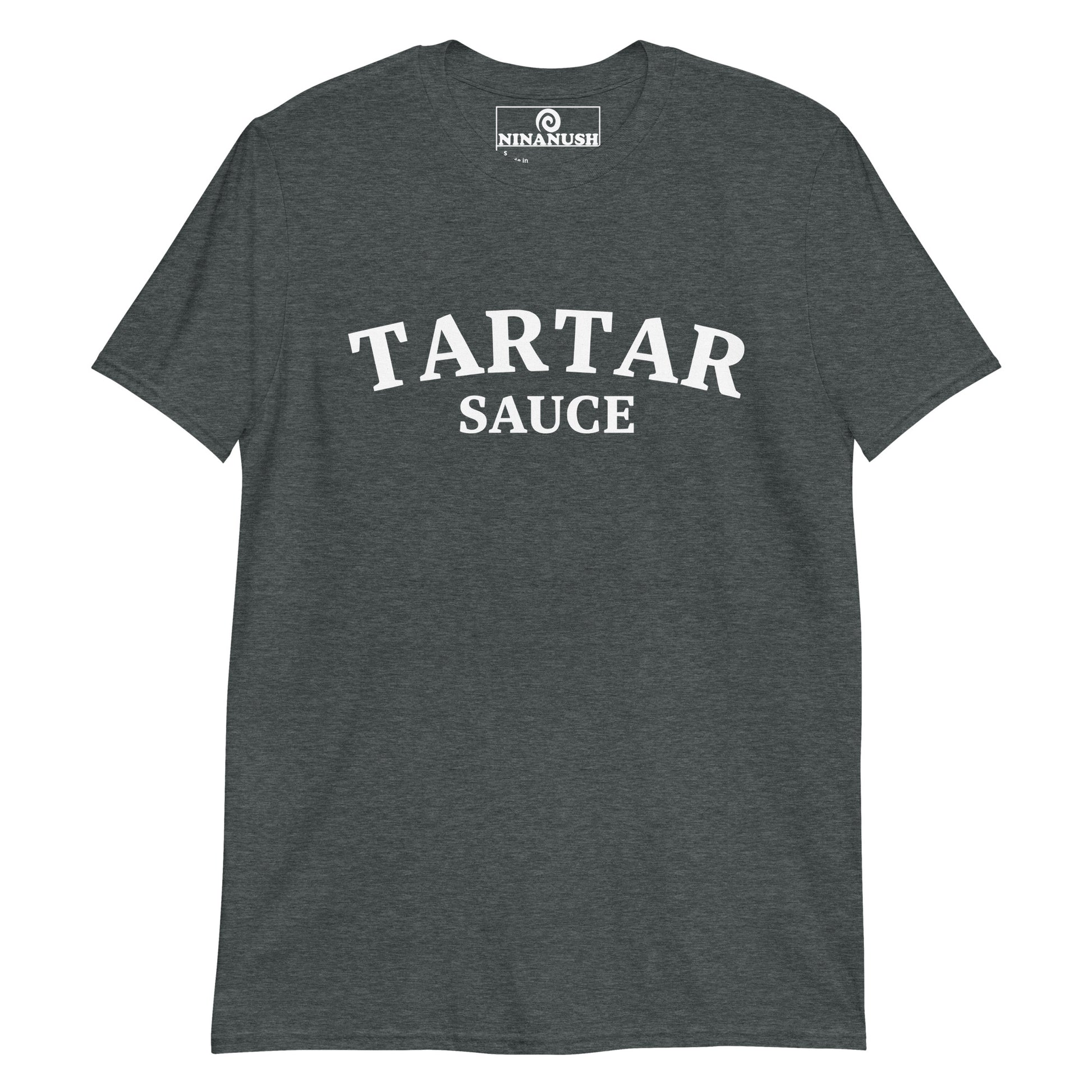 Dark gray tartar sauce shirt - This Unisex tartar sauce shirt is soft, comfortable, designed for tartar sauce lovers and made just for you. It's a funny college-style food shirt that is sure to stand out and make a statement. Eat your favorite tartar sauce in this everyday weird foodie shirt or give it as a funny gift for a tartar sauce enthusiast. 