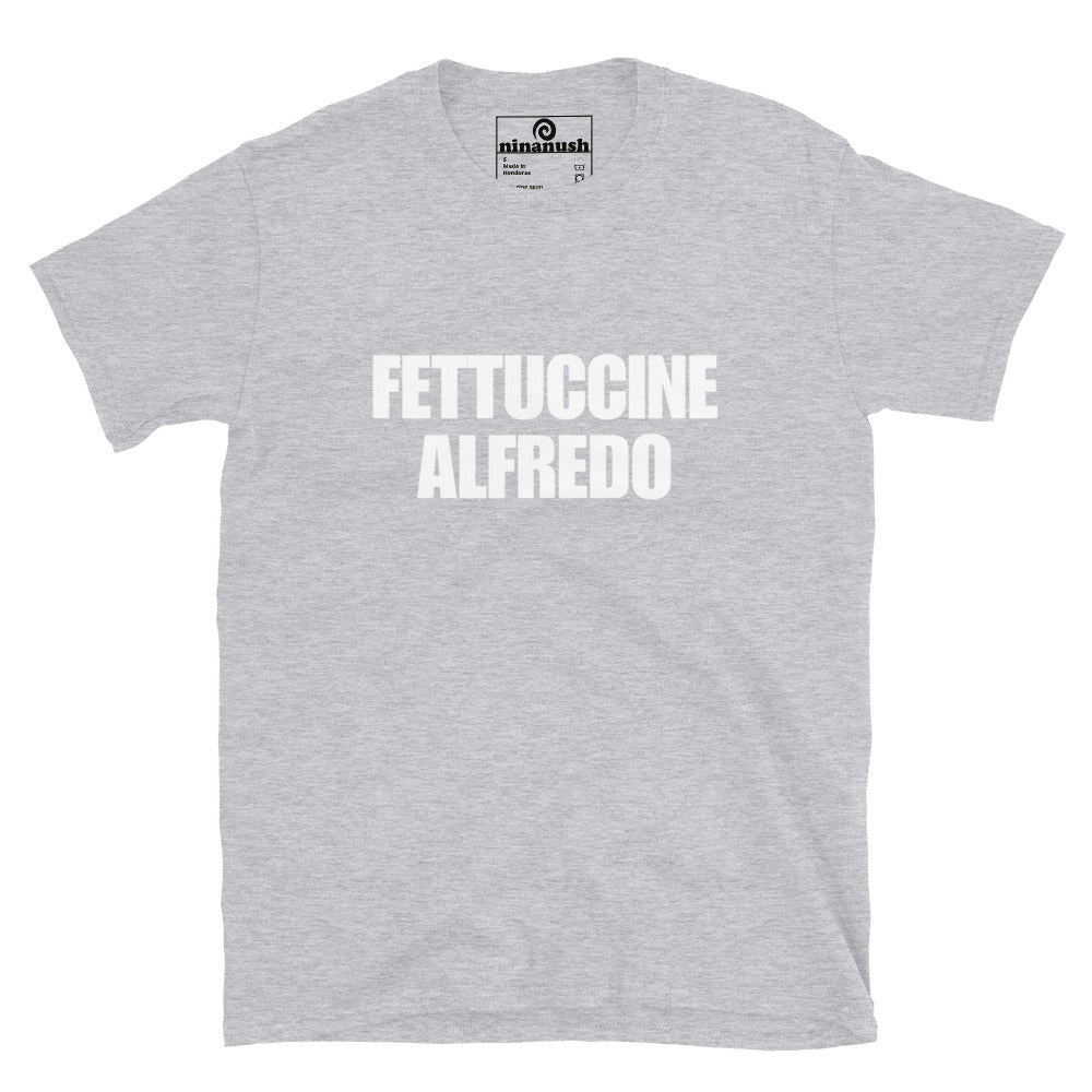 Light gray funny Alfredo lover shirt - This Fettuccine Alfredo T-Shirt is just what every true Alfredo lover needs. It's a weird fettuccine Alfredo t-shirt for everyday and the perfect gift for the pasta enthusiast in your life. It has a funny foodie message printed on a high quality t-shirt. Express your love for fettuccine in this soft and comfortable t-shirt, made just for you.