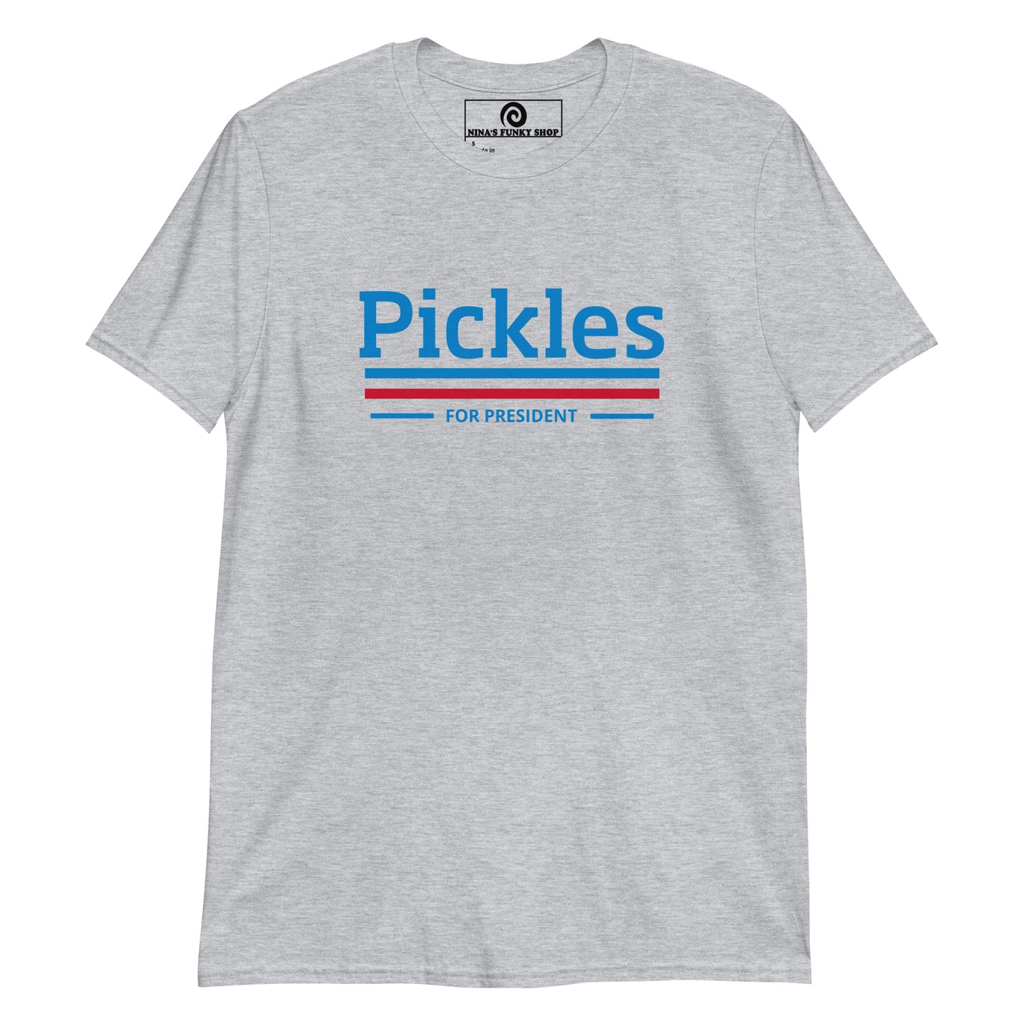 Gray Pickles For President T-Shirt - Our Pickles For President T-Shirt is soft, comfortable and made just for you! It's a classic cotton t-shirt with a funny election design. Make a statement and vote for Pickles.